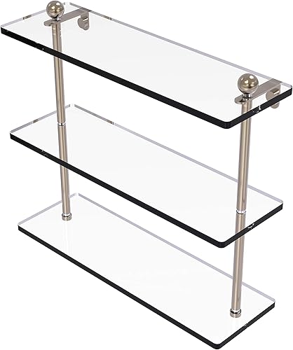 Miniatura 3 de Allied Brass PR-522 - Estante de cristal de triple nivel de 22 pulgadas, bronce cepillado