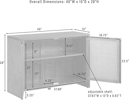 Miniatura 6 de Crosley Furniture Kenji - Consola multimedia, soporte para tocadiscos con almacenamiento de vinilo, organizador moderno para el hogar, color negro