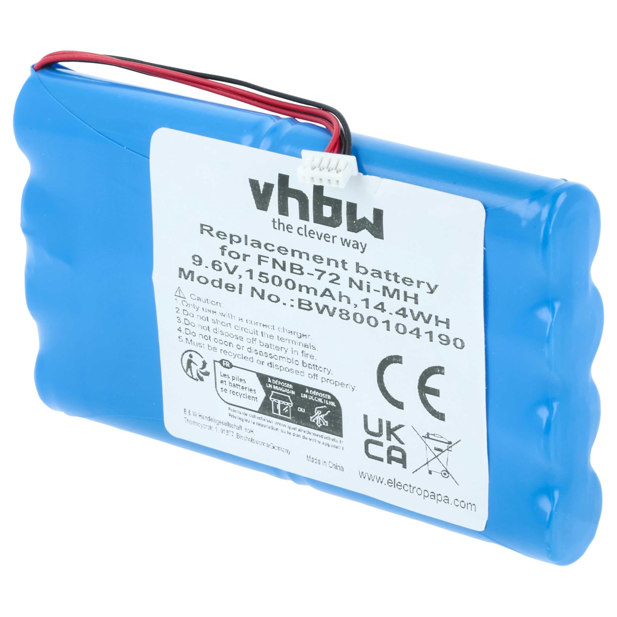 vhbw batteria compatibile con Yaesu FT817, FT-817ND, FT-817 radio (1500mAh, 9,6V, NiMH)