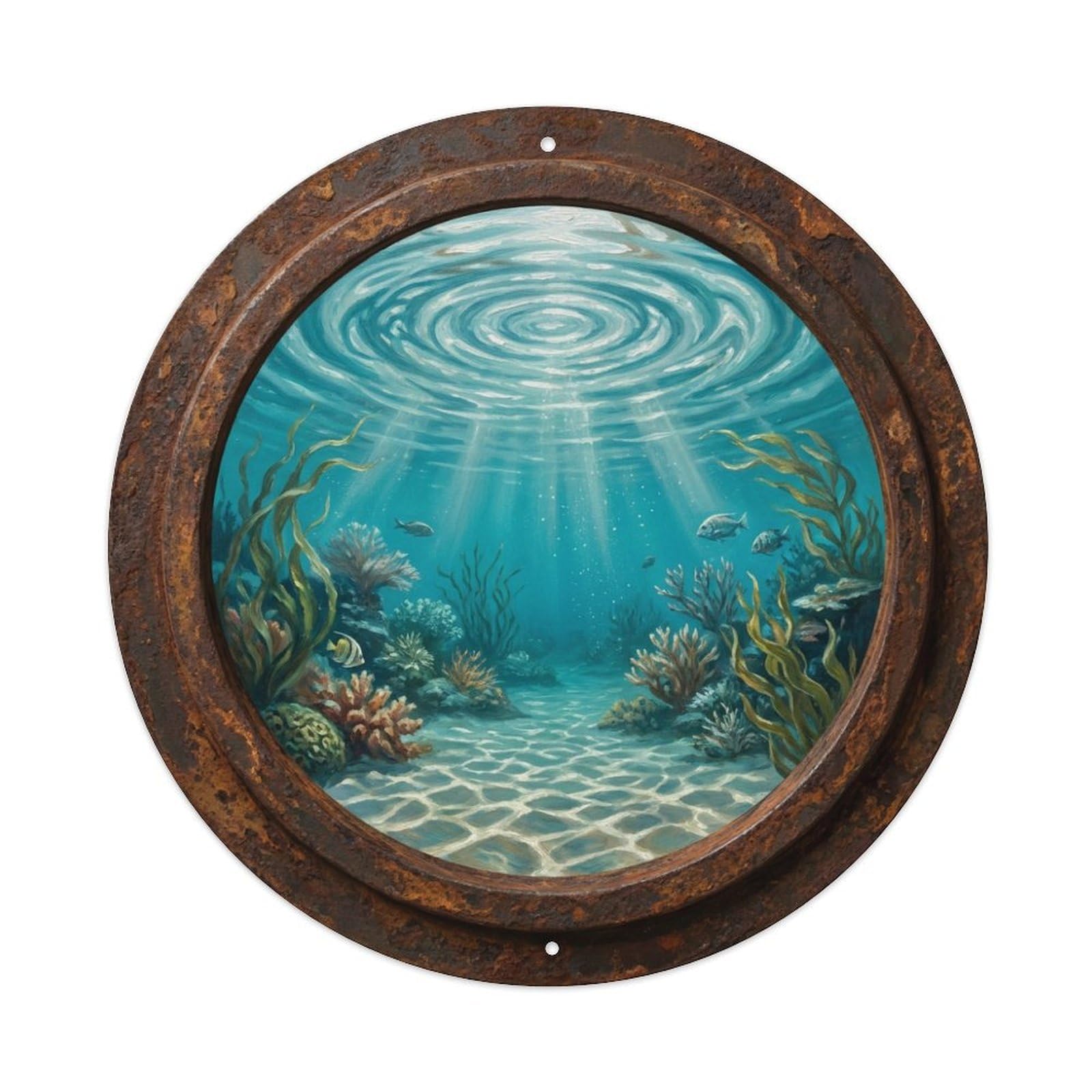 Vintage Porthole Ripple Effect Ship Window Undersea Deep Sea Metal Tin Sign