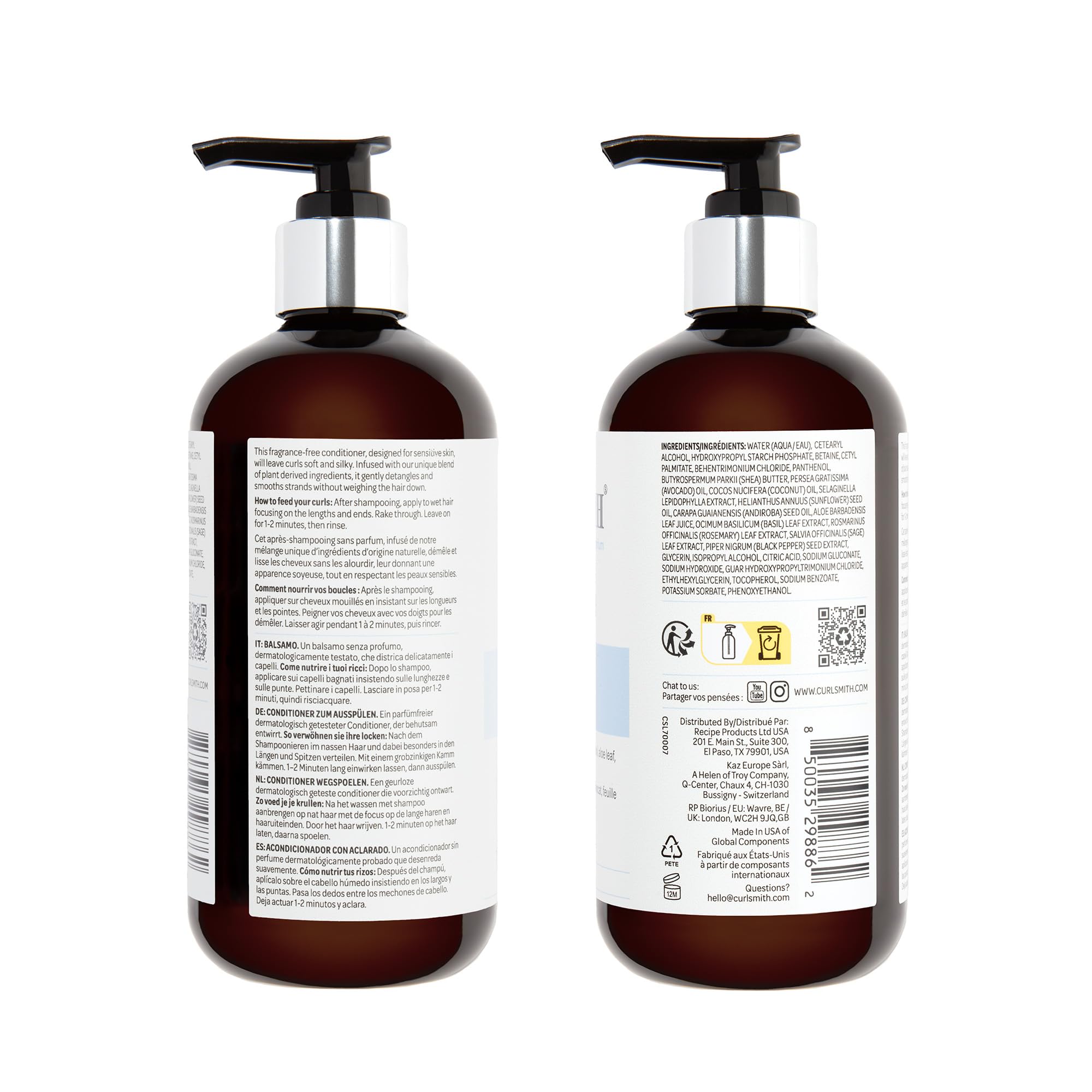 CURLSMITH Fragrance-Free Conditioner - Gently Detangles, Soften and Smooths Hair for Silky Curls (12 oz)