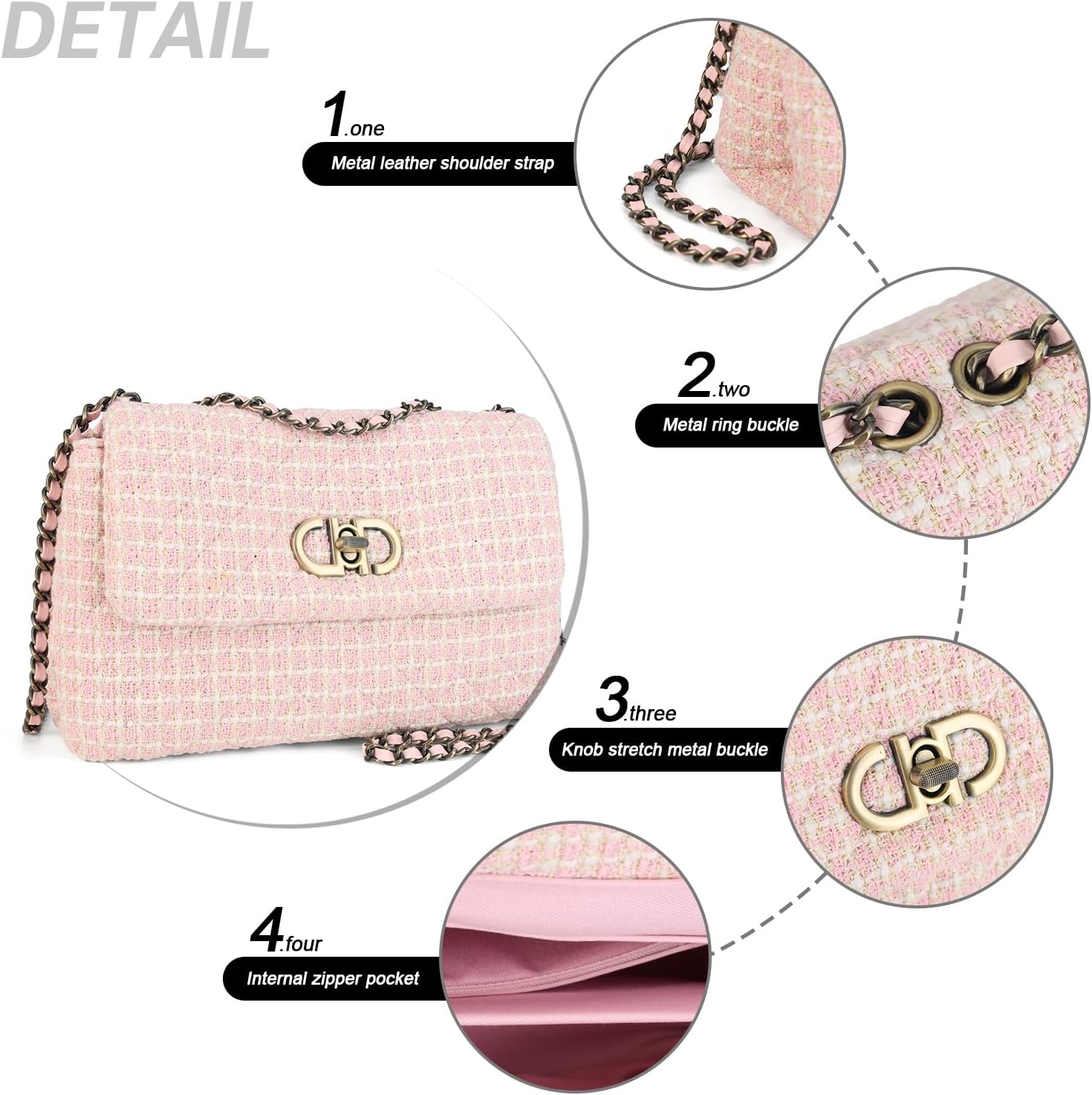 Tweed Crossbody Bag for Women,Elegant Quilted Shoulder Bag for Women,Evening Clutch for Weddings