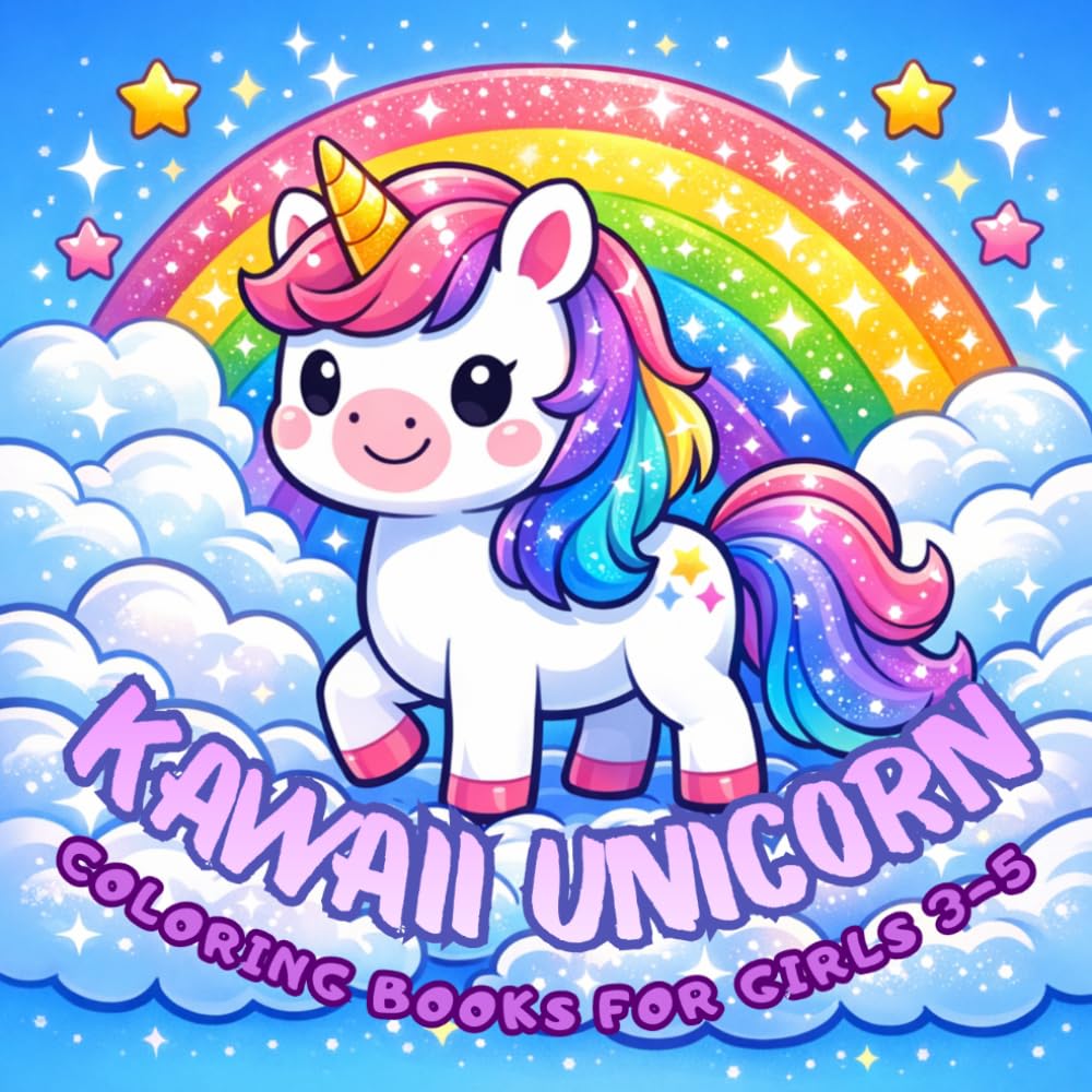Kawaii Unicorn Coloring Books for Girls Ages 3-5: 50 Cute and Fun Chibi Unicorn Designs, Bold Lines and Easy to Color for Children, Great Gift for Unicorn Lovers