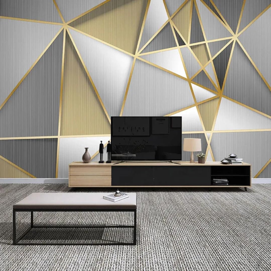 XINRUYI 3D Mural Wallpaper Minimalist Luxury Geometric Line Wallcovering Art Stickers Bedroom Living Room Decoration