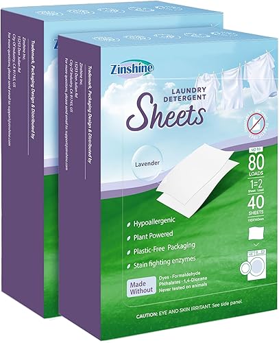 Zinshine Lavender - Sábanas de detergente para ropa ecológicas, sábanas hipoalergénicas, aroma a lavanda, para viajes, apartamentos, dormitorios,