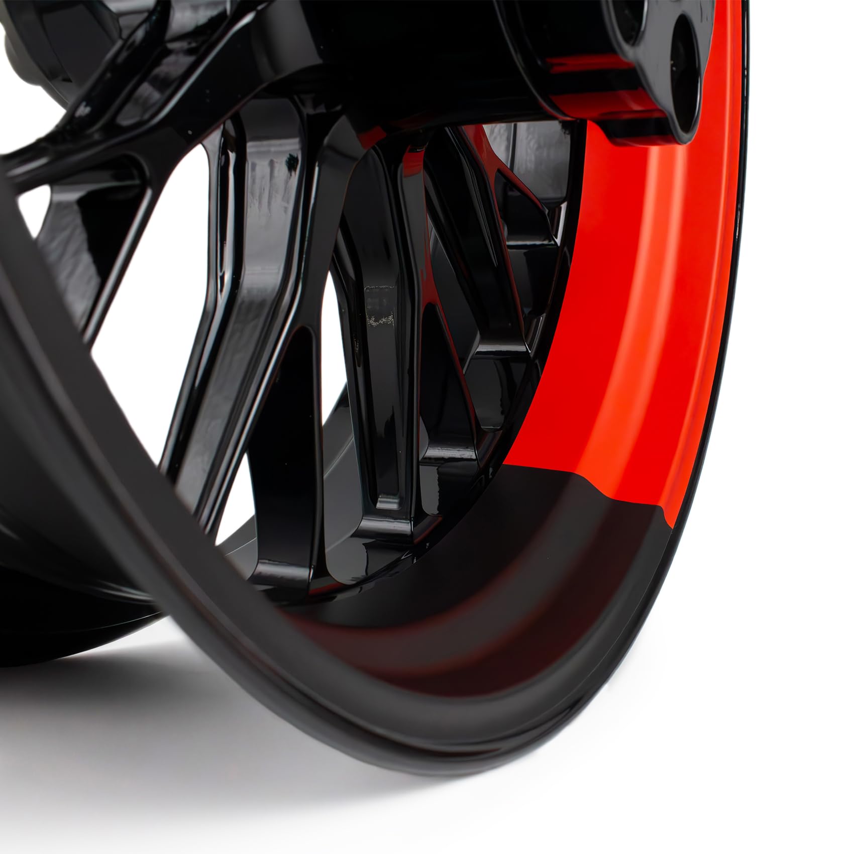 4-częściowy zestaw naklejek na felgi 17 cali, kompletna dekoracja, folia do motocykla naklejka na obramowanie felg, wodoodporna, odporna na działanie promieni UV MR021 (04-02, półczerwona)