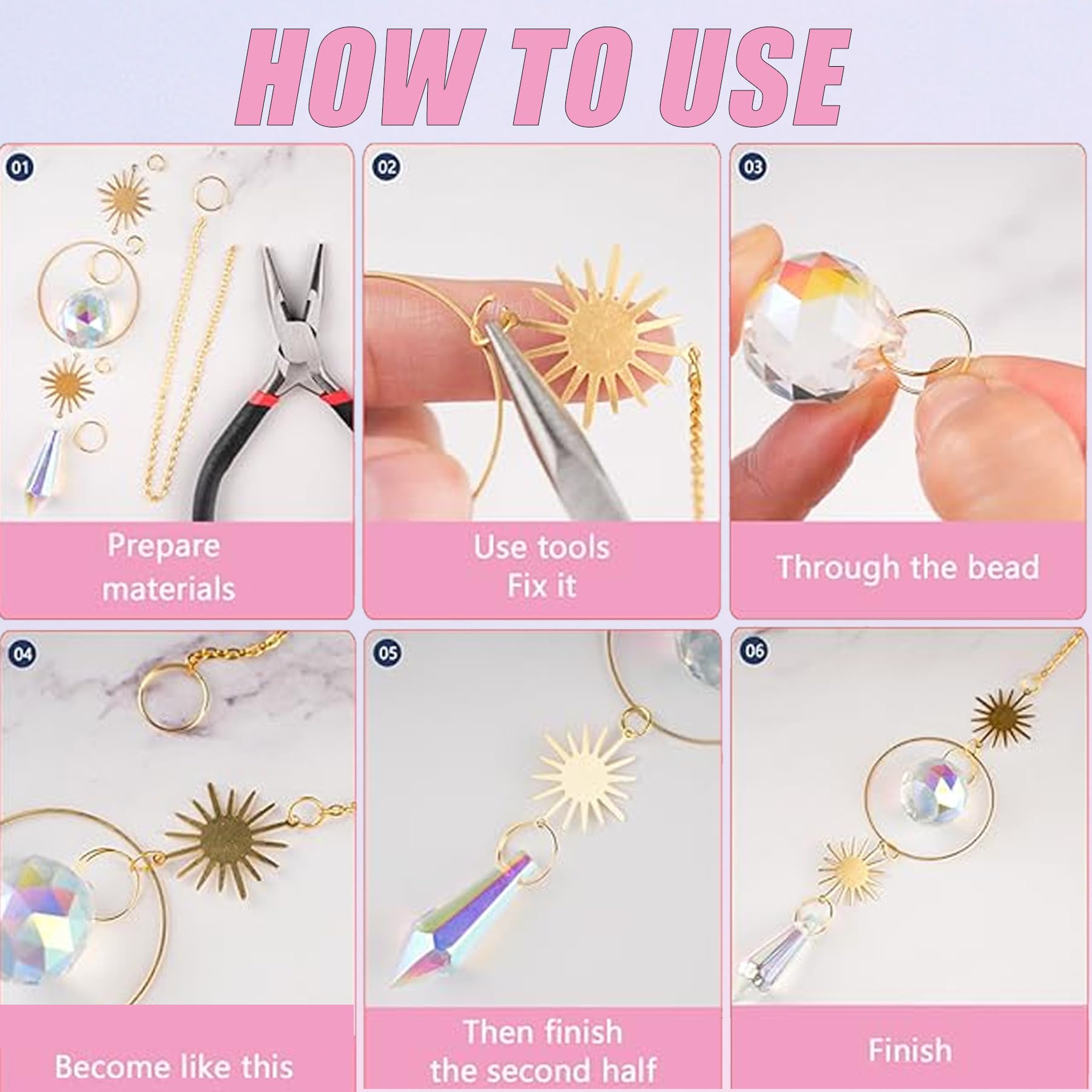 Kit Acchiappasole Fai Da Te - 355 Pezzi Cristalli Colorati Per Decorazioni - Foto 6