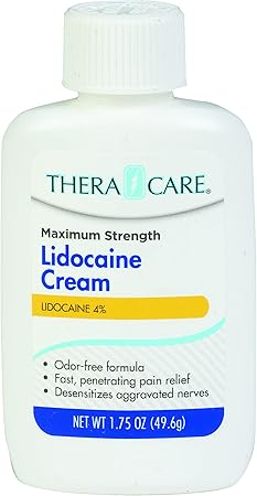 Thera Care Maximum Strength OTC Lidocaine Cream | Numbs Away Pain | Long-Lasting Relief | Non-Greasy | 1.75 Oz