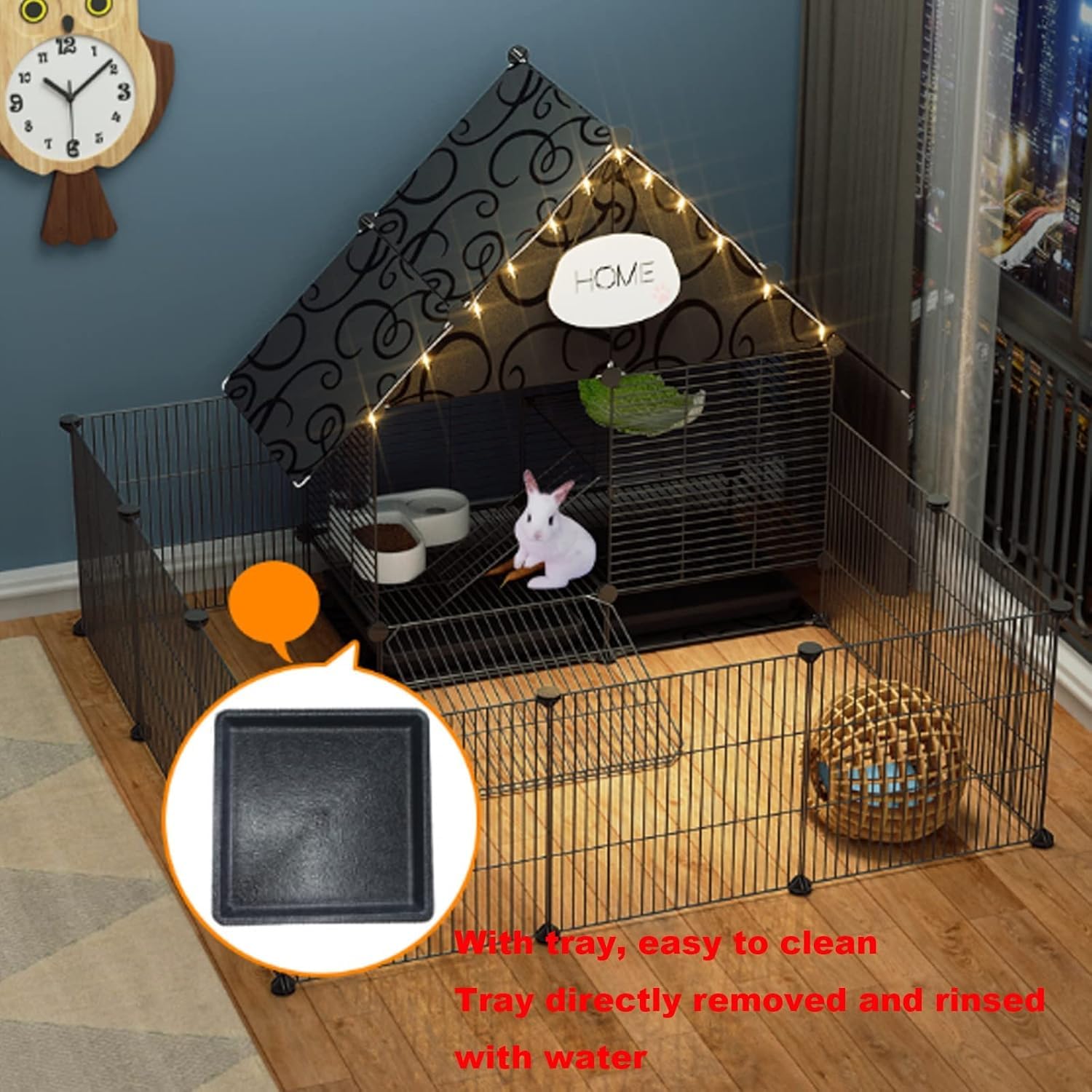 2-stöckiger Kaninchenkäfig Indoor-kaninchenstall Mit 2 Tiefen Ausziehbaren Tabletts Kleintiere Outdoor-haustierhaus Mit Wasserdichtem Dach Für Frettchen, Chihilla, Igel, White, 75 * 111 * 92cm