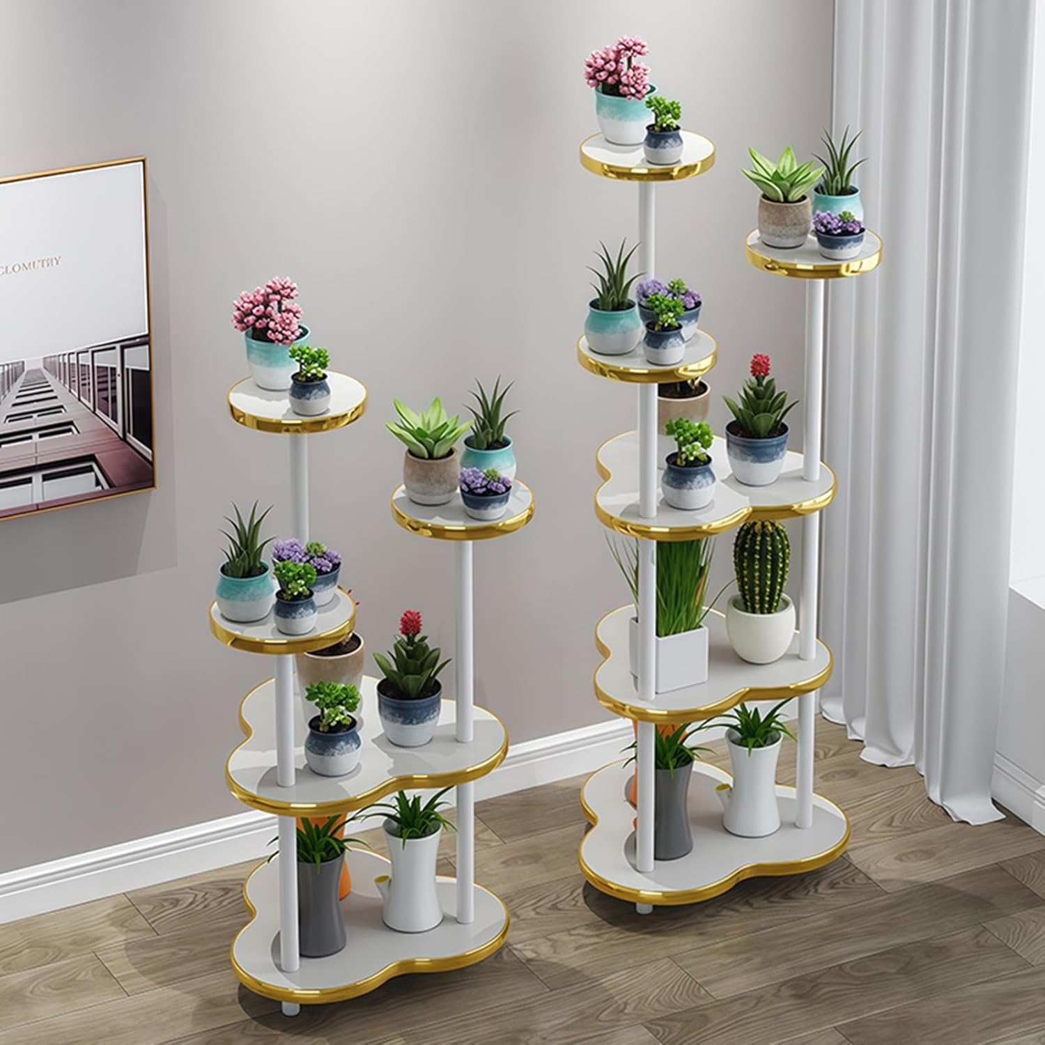 Plant-Racks Plant Stand Indoor - 5/6-Tier Wooden Flower Shelf for Balcony, Living Room, Patio Decor, Multiple Potted Plants, Succulents for Succulent Vine Displays(Yellow,5 Layers)