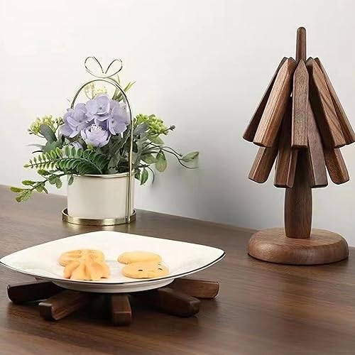 Miniatura 7 de Juju - Soporte de madera para ollas  Accesorios de cocina de madera para cocina  Salvamanteles para electrodomésticos pequeños  Salvamanteles para