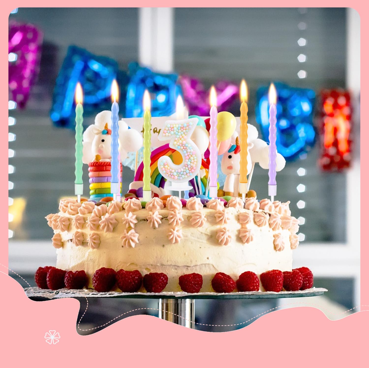 Candele di Compleanno Arcobaleno con Numero, Candele di Compleanno a Forma Macaron Articoli per Feste a Tema Cartoni Animati Decorazioni per Torte
