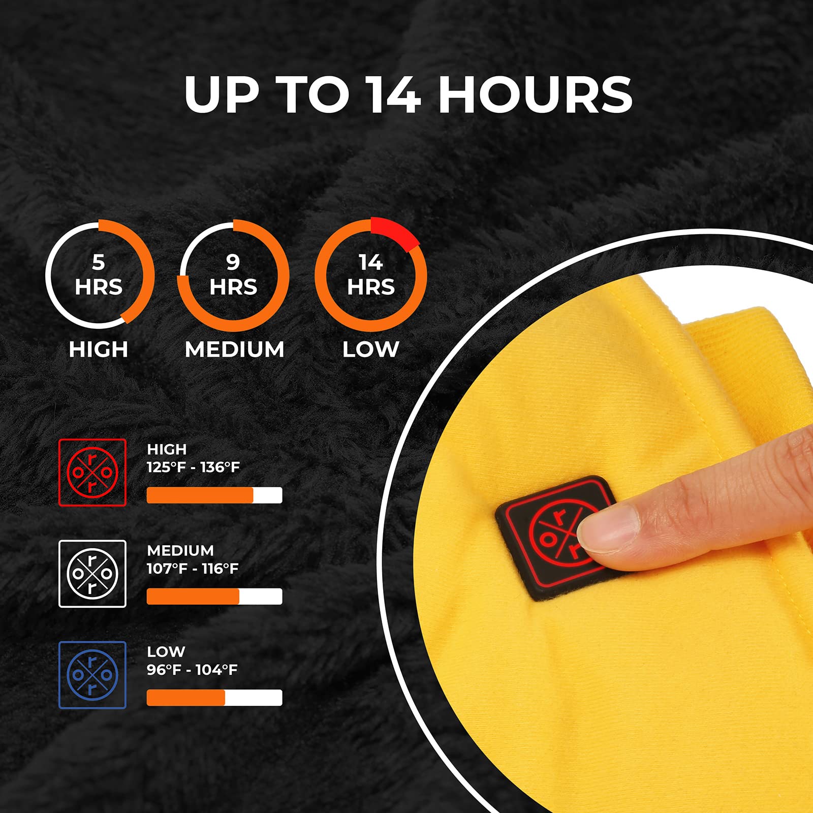 ORORO Heated Hand Muff, 14 Hours of Warmth, Electric Hand Warmer Pouch with Rechargeable Battery (Yellow)