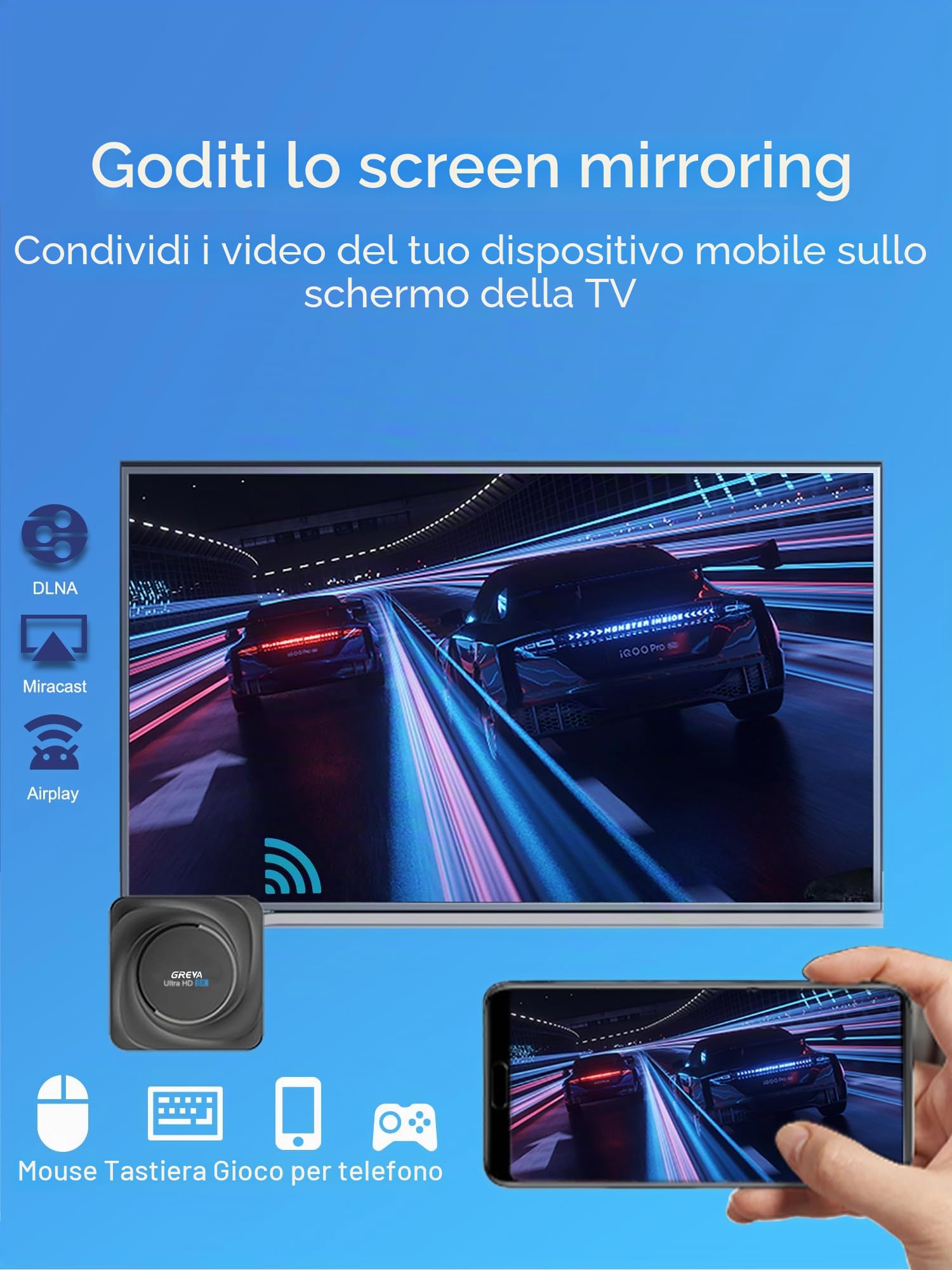 GREVA Android TV Box 11.0, 8K TV Box RK3566 CPU 8GB RAM 128GB ROM Supporto 100/1000M LAN Enternet 2.4G/5.8G WiFi BT 5.0 USB 2.0/3.0 Smart TV Box
