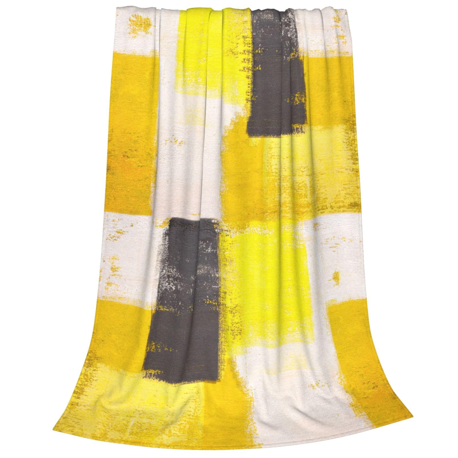 Newhomestyle Yellow Grey Ombre Blanket, Cozy Anti-Pilling Modern Throw Blanket, Soft Warm Lightweight Flannel Blankets, All Season Bedding for Bed Couch Bedroom Sofa, 100X125 cm โ image 1