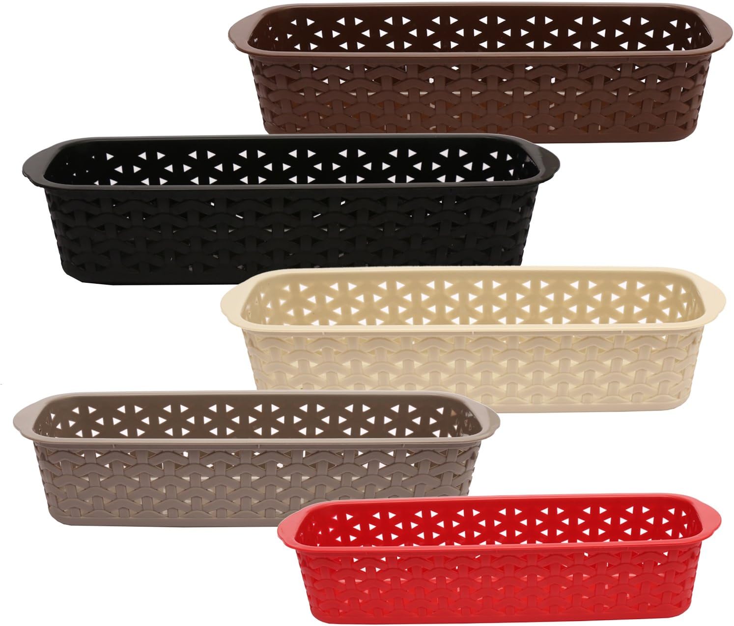 Jaypee Plus Plastic Storage Basket This & That I 28 cm Pack of 5 I Multicolor Baskets for Kitchen storage cutlery I Spoon Knife Holder I Fit for bathroom toiletries & Table top stationary Organiser