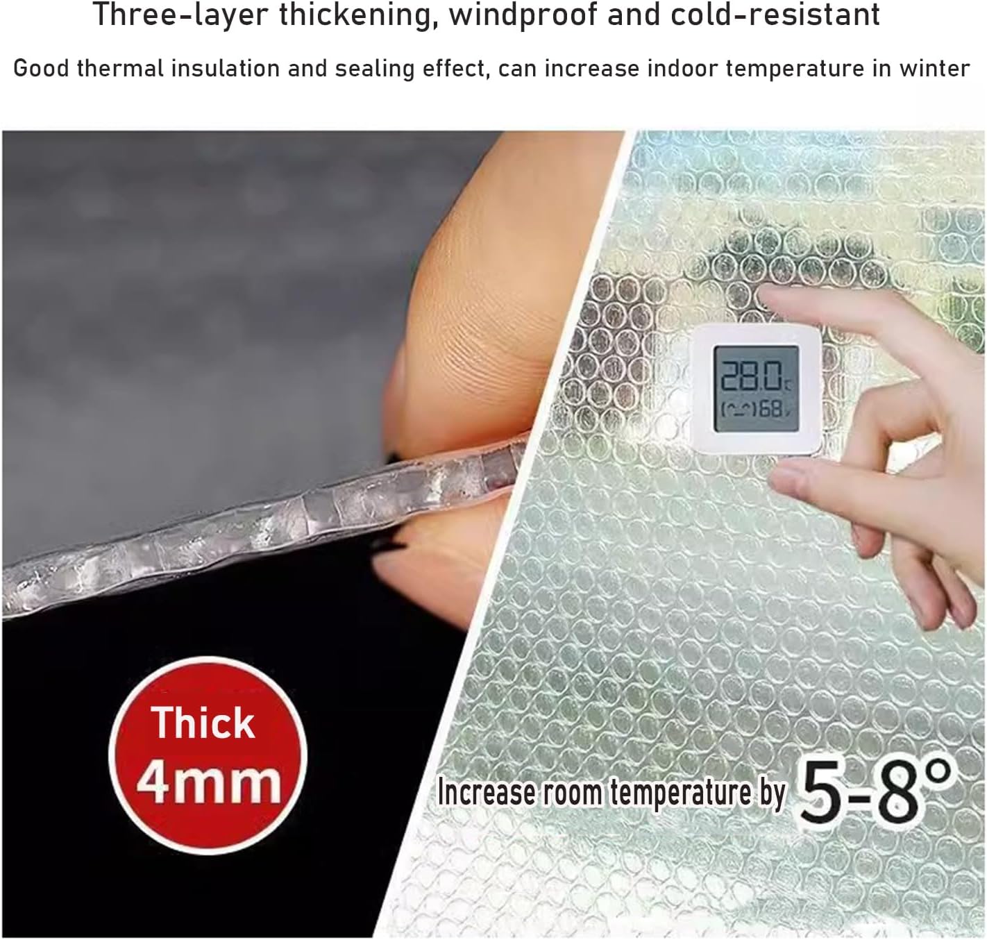 Weatherproofing Window Insulation kit,Translucent Insulation Film for Windows,Winter Keep Warm Curtains Cold Protection Windproof Window Cover,with Adhesive Tape,Custom (47in x 79in)