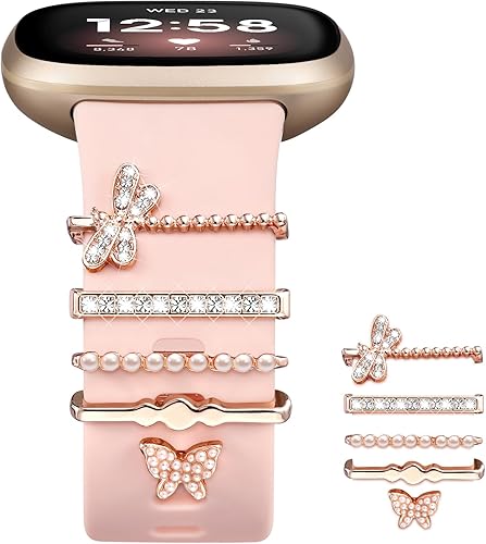 Miniatura 14 de Ouwegaga Compatible con Fitbit Versa 4 Bandas para Mujer/Sense 2/Sense/Versa 3 Bandas, Correa Deportiva de Silicona Suave con 5 Piezas de Anillos