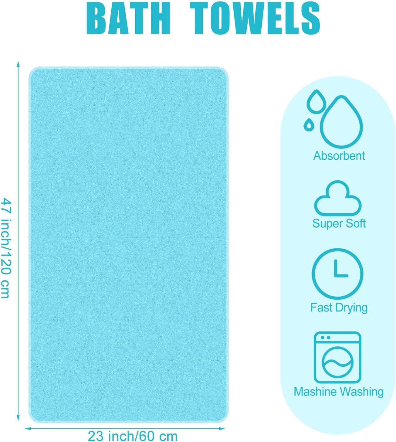 12 Pack Towel for Bath and Beach Set 23 x 47 Inch Microfiber Bulk Drying Towels with Maximum Absorbency Microfiber Cleaning Cloth Kit(Multicolor)