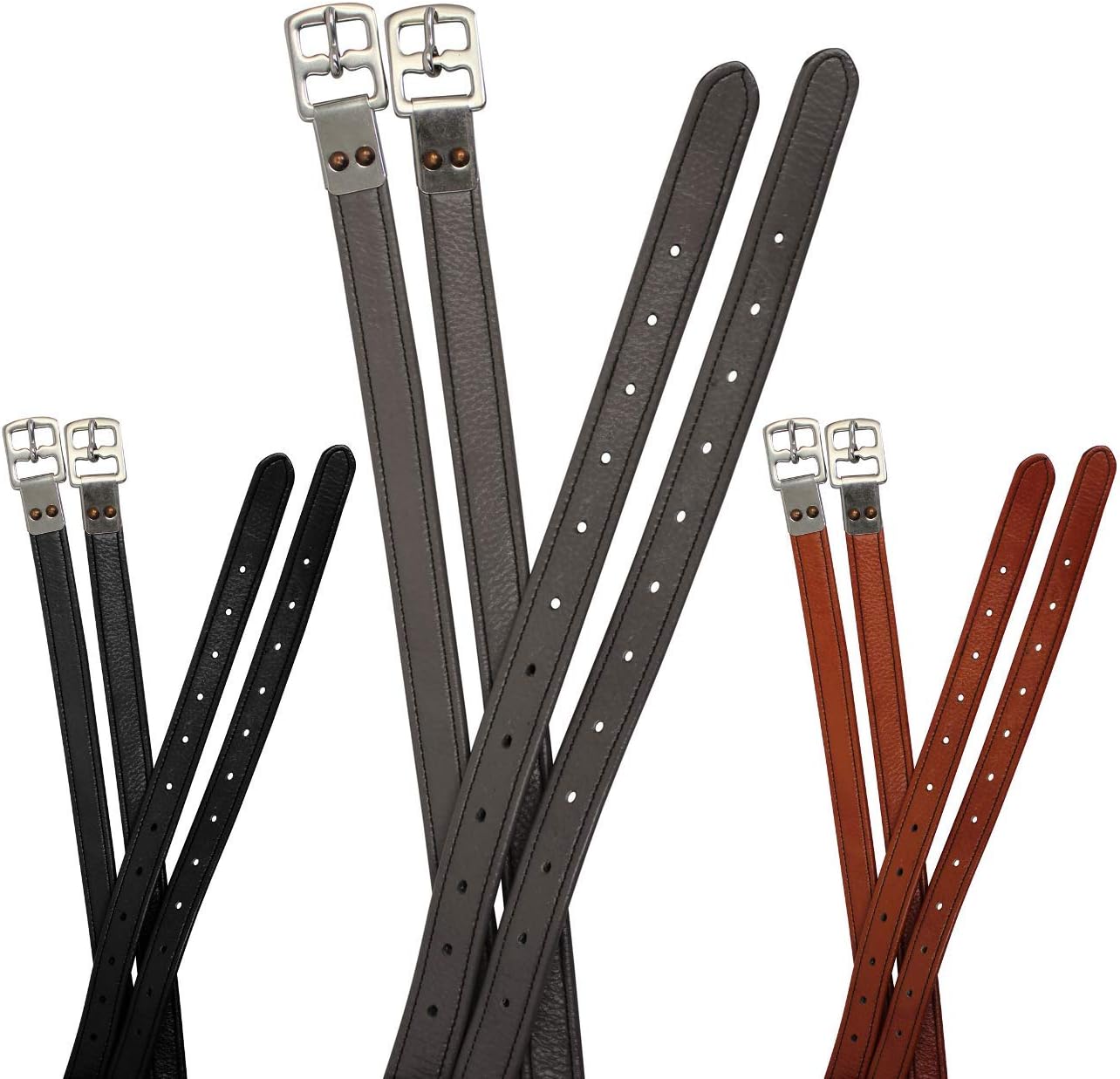 Super Soft Triple Layer Riveted English Stirrup Leathers with One Year Warranty