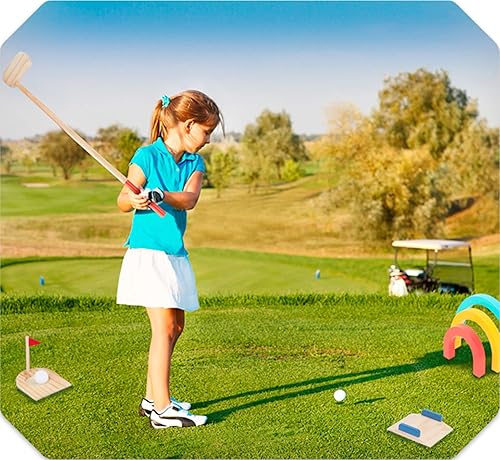 Miniatura 6 de TOOKYLAND Juego de golf de madera para niños, 13 piezas, juego de 2 jugadores con bolsa de transporte, a partir de 3 años