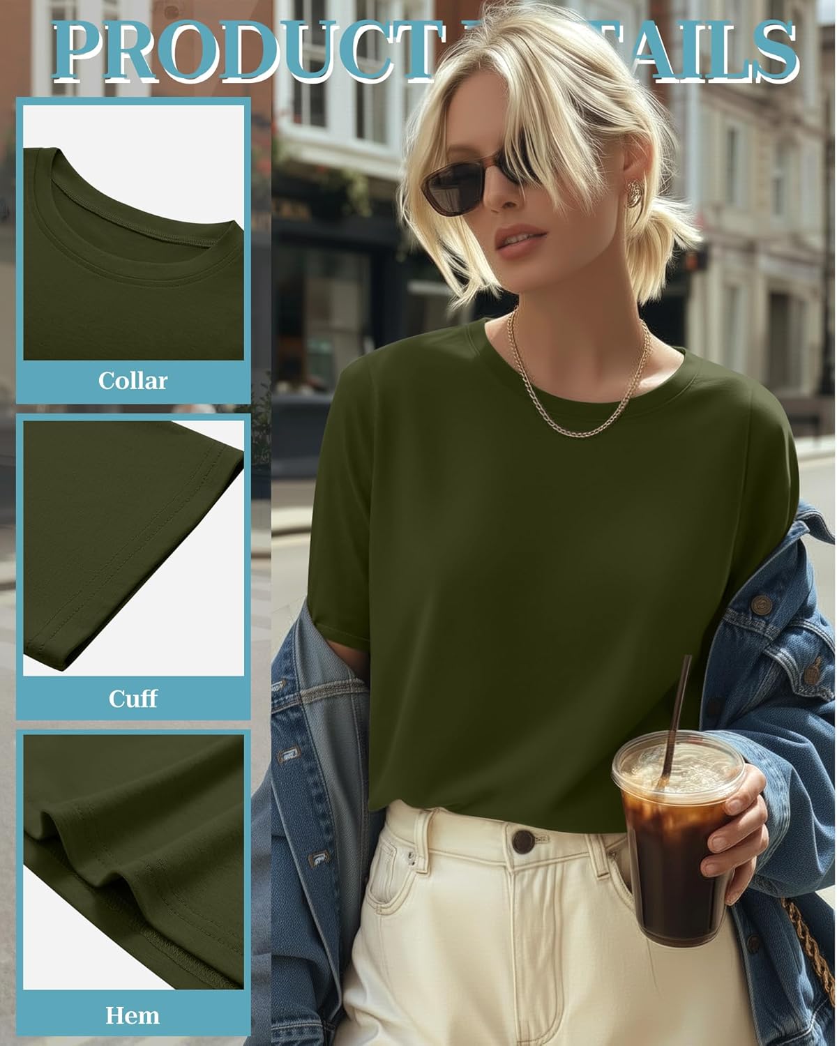 4 Pack Women's Half Sleeve T Shirts 1/2 Sleeve Basic Crew Neck Tops Elbow Length Casual Loose Fit Summer Tees - Image 5