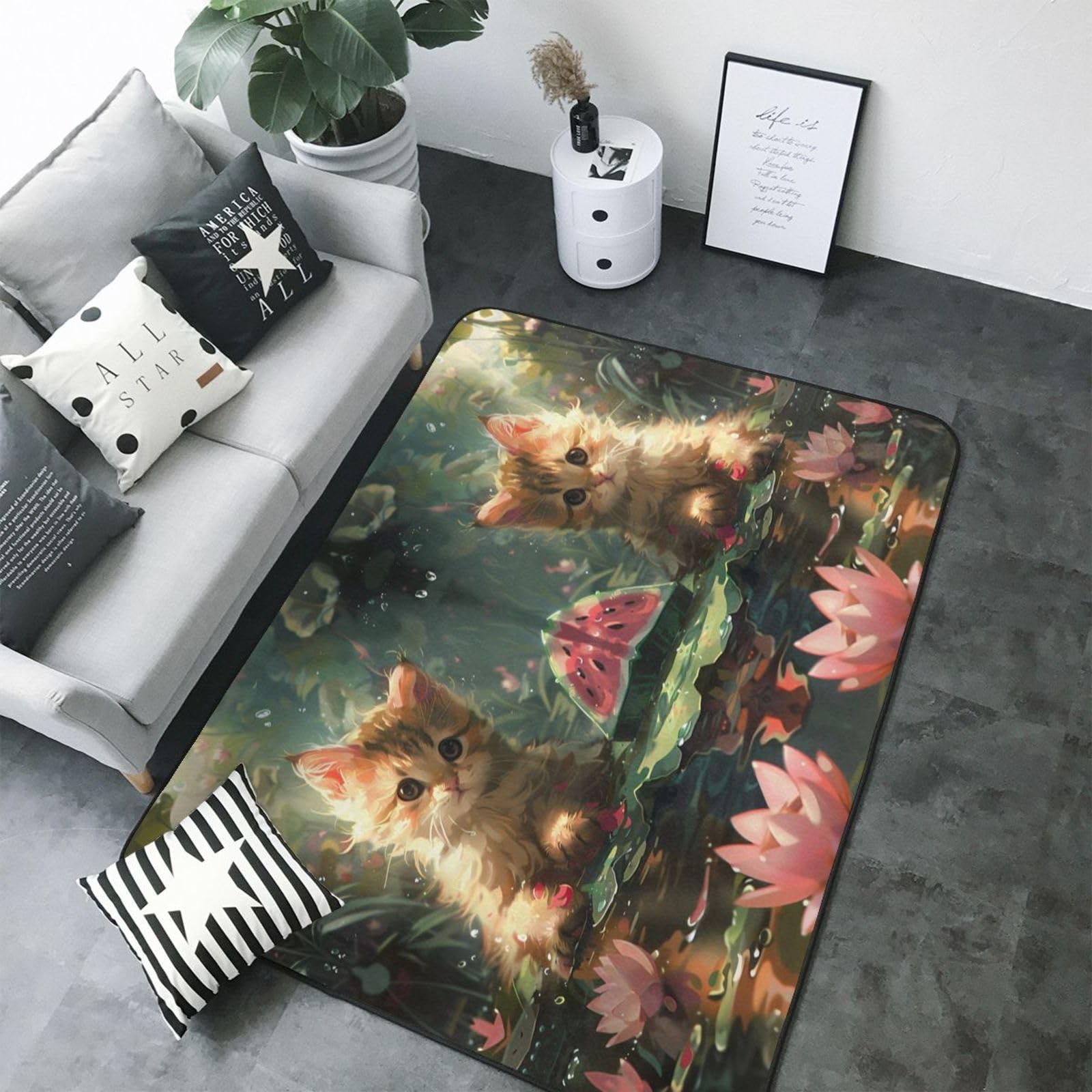 Tapis lavable et doux pour salon, entretien facile en machine