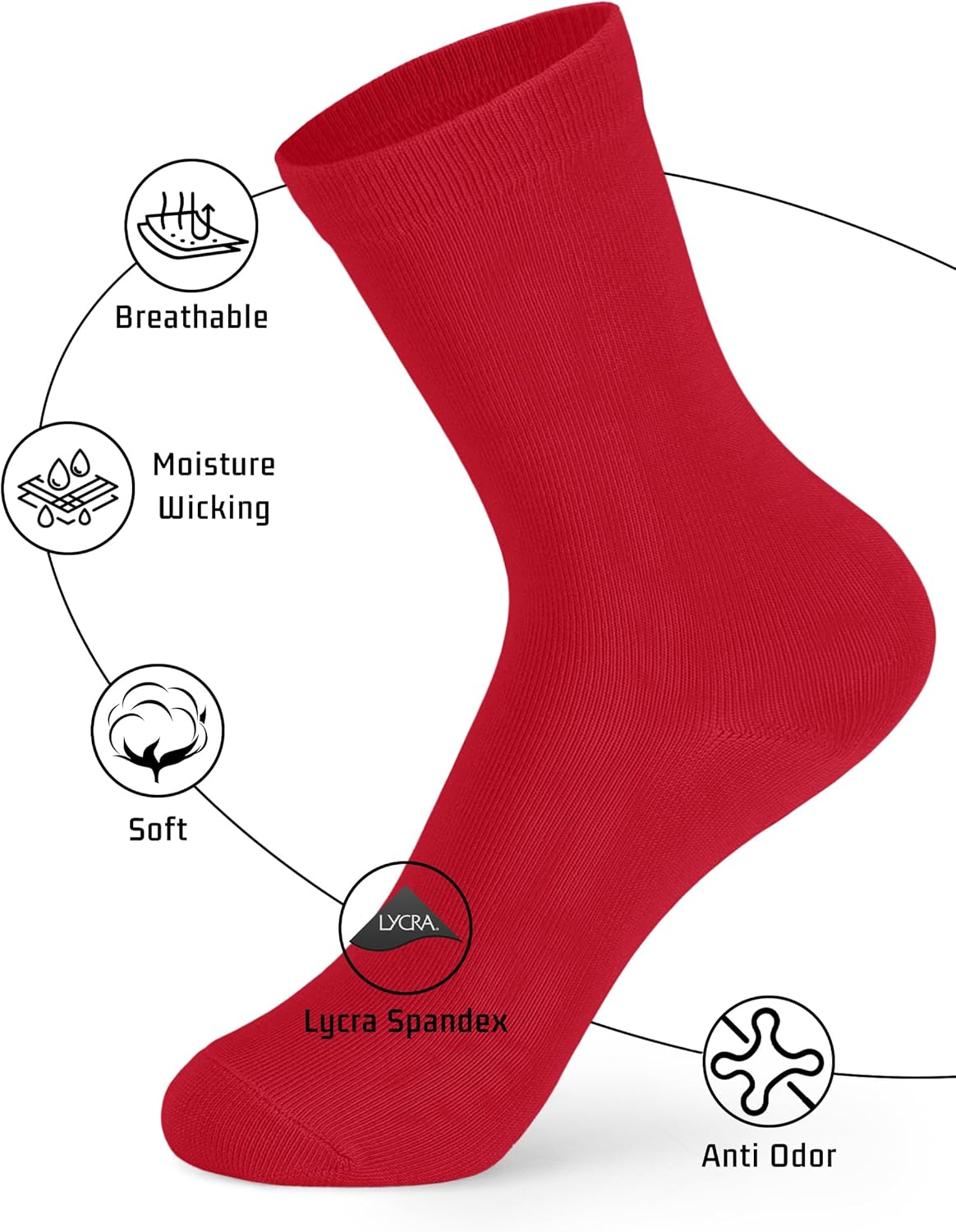 Boys Girls Kids Dress Socks 6-12 Years Old Combed Cotton Anti Odor Crew Socks Quick Dry - Image 4