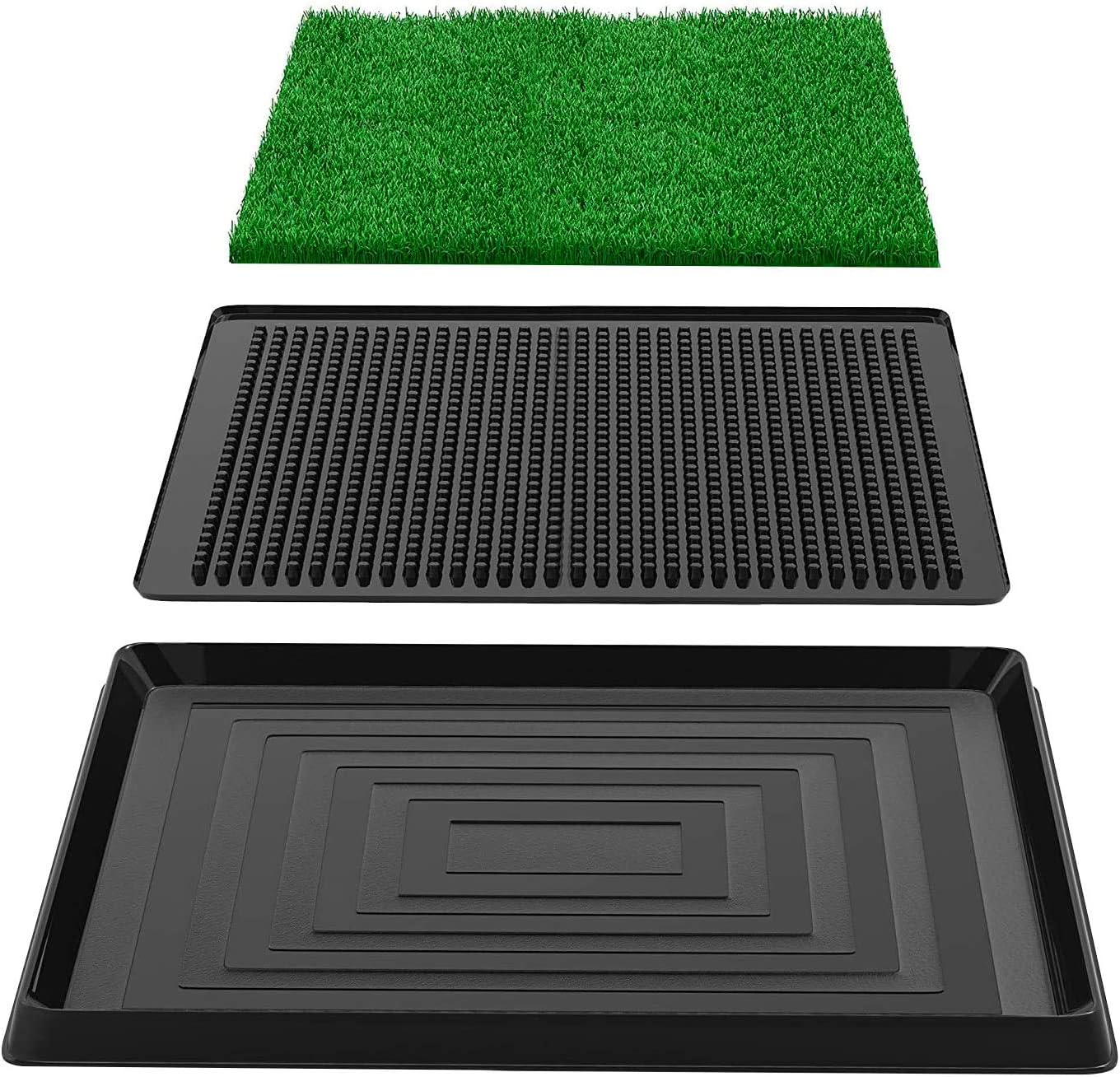 Dog Grass Pad with Tray, Pee Pad Grass Indoor Dog Potty Tray, Puppy Potty Training Grass, Grass Patches for Dogs, Reusable 3 Layered Fake Dog Potty Grass, Easy to Clean : Pet Supplies