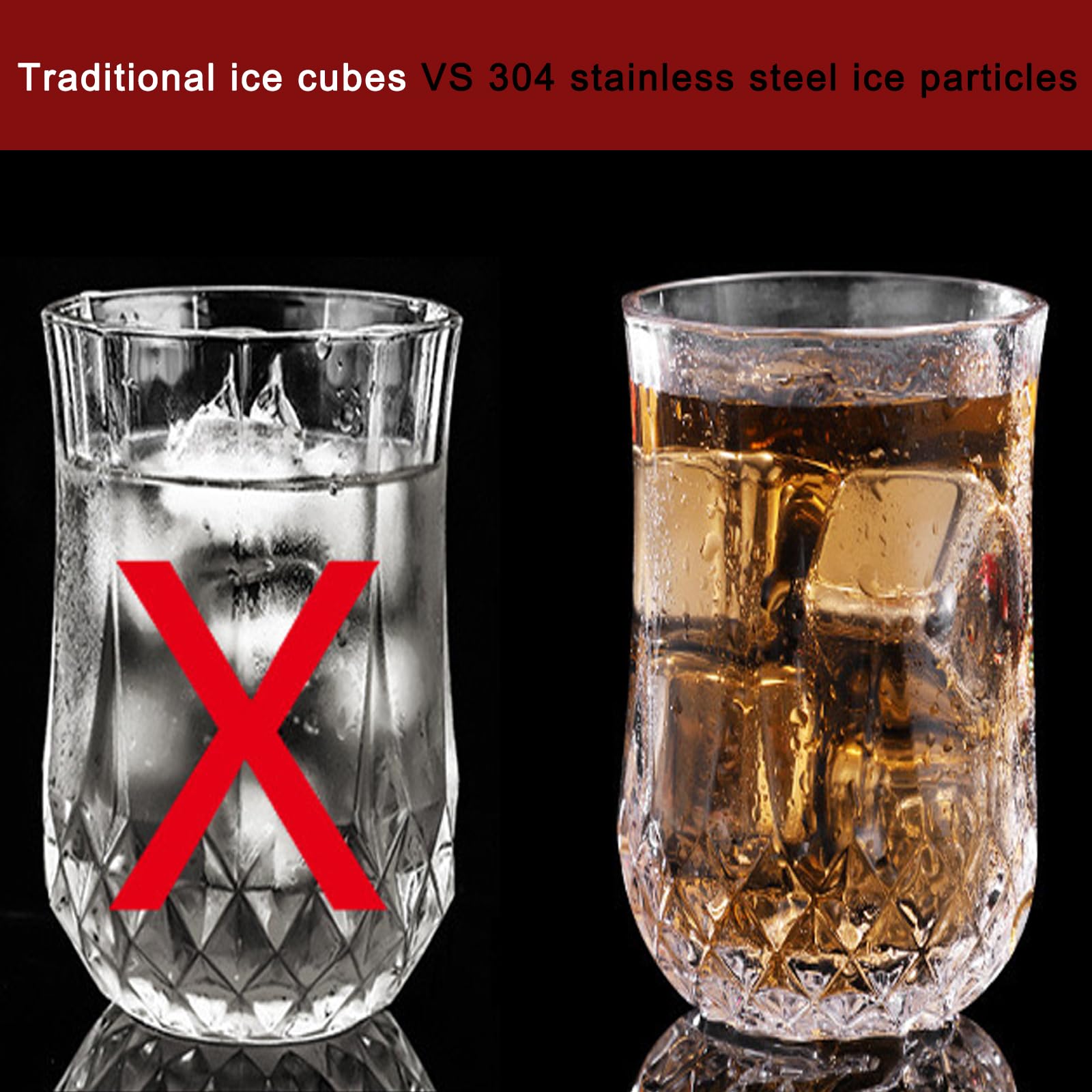 Nutabevr 8 Piezas Cubitos Hielo Reutilizable Acero Inoxidable 304 Piedras de whisky