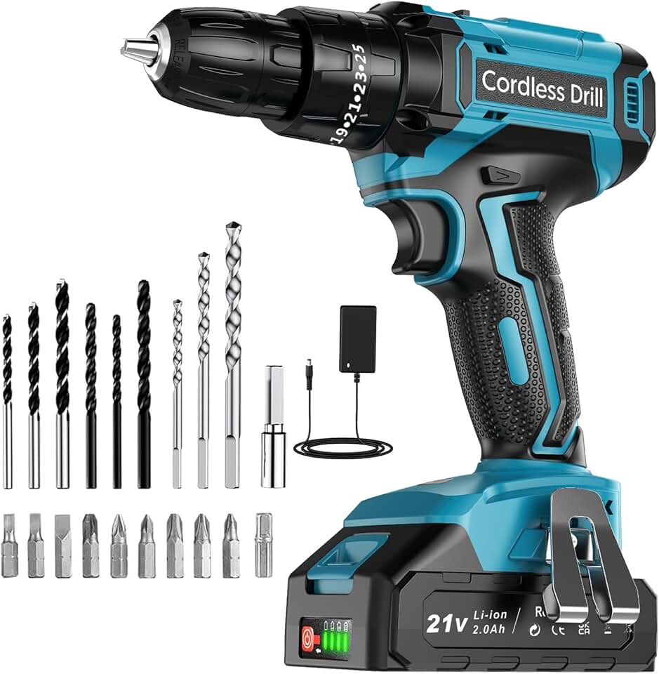 Cordless Drill Driver 21V, LEEIKOO Cordless Hammer Drill Set