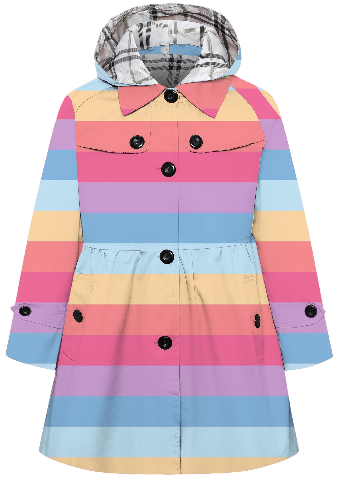 Betusline Girl's Single Breasted Trench Coat Hooded Dress Coat Outerwear