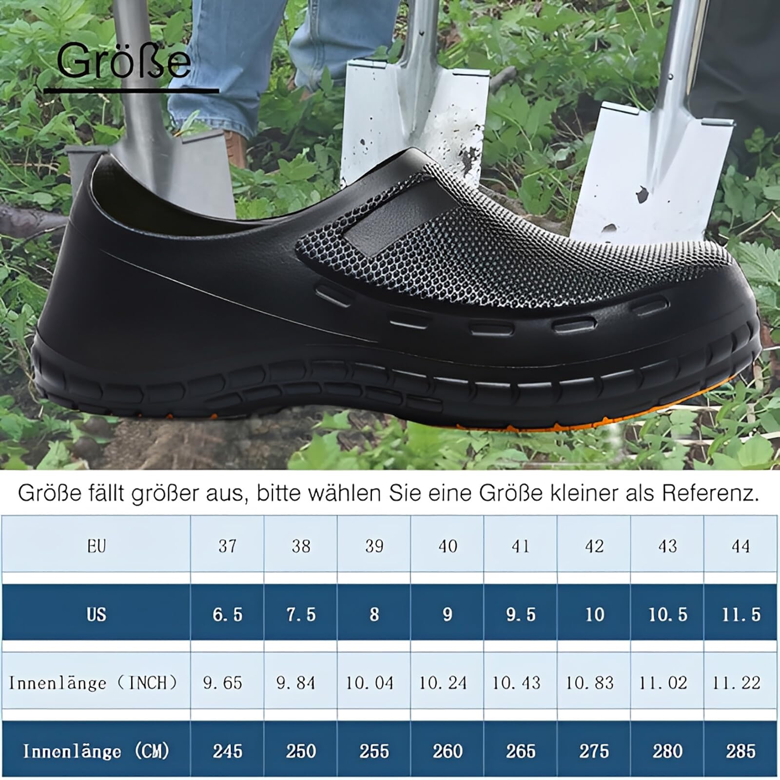 Bella Bays Unisex-Erwachsene Clogs Gartenschuhe Wasserdicht Gartenclogs rutschfest Küche leichte Eva Clogs Shoe Arbeits Sicherheitsclog Schwarz 37-44 EU