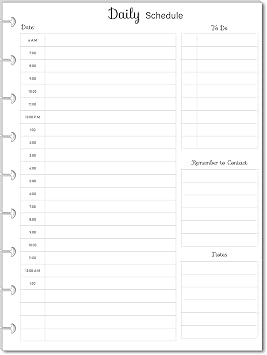 Hourly/Daily Planner Inserts for 9-Disc Classic Medium Size Planners, Fits Classic Happy Planner Pre-punched Inserts, Pre-punched Daily Planner PLANNER, TABS and the RINGS are NOT INCLUDED