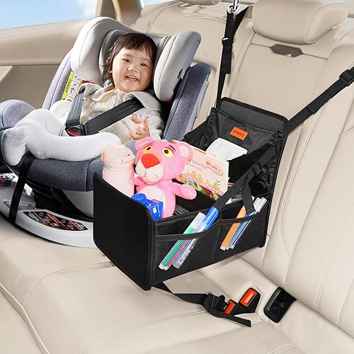 Miniatura 5 de Organizador de automóvil para niños, organizador de automóvil fácil de alcanzar y almacenamiento para asiento trasero entre asientos con caja de