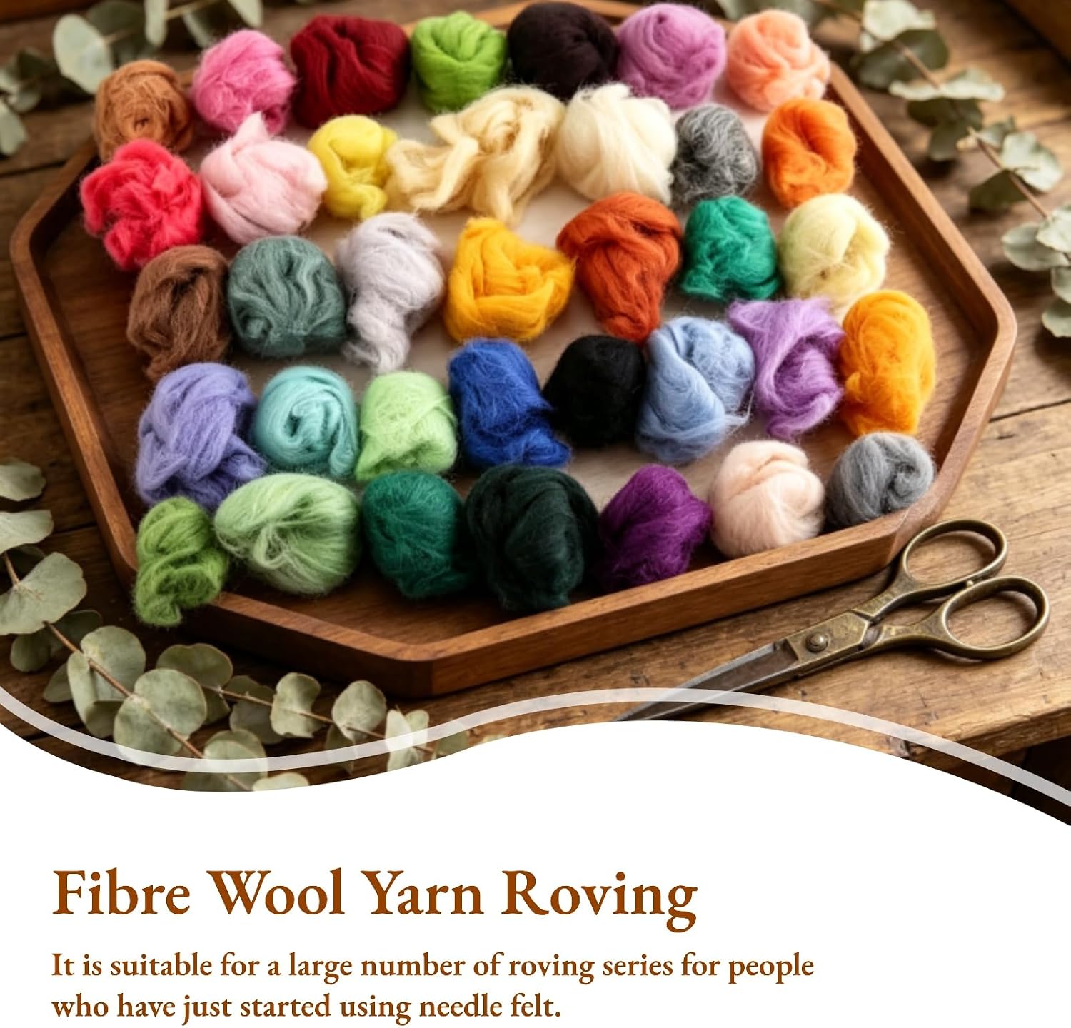 36 Colors Needle Felting Wool, Fibre Wool Yarn Fiber Art and Hand Spinning Needle Wool Roving for DIY Craft Supplies