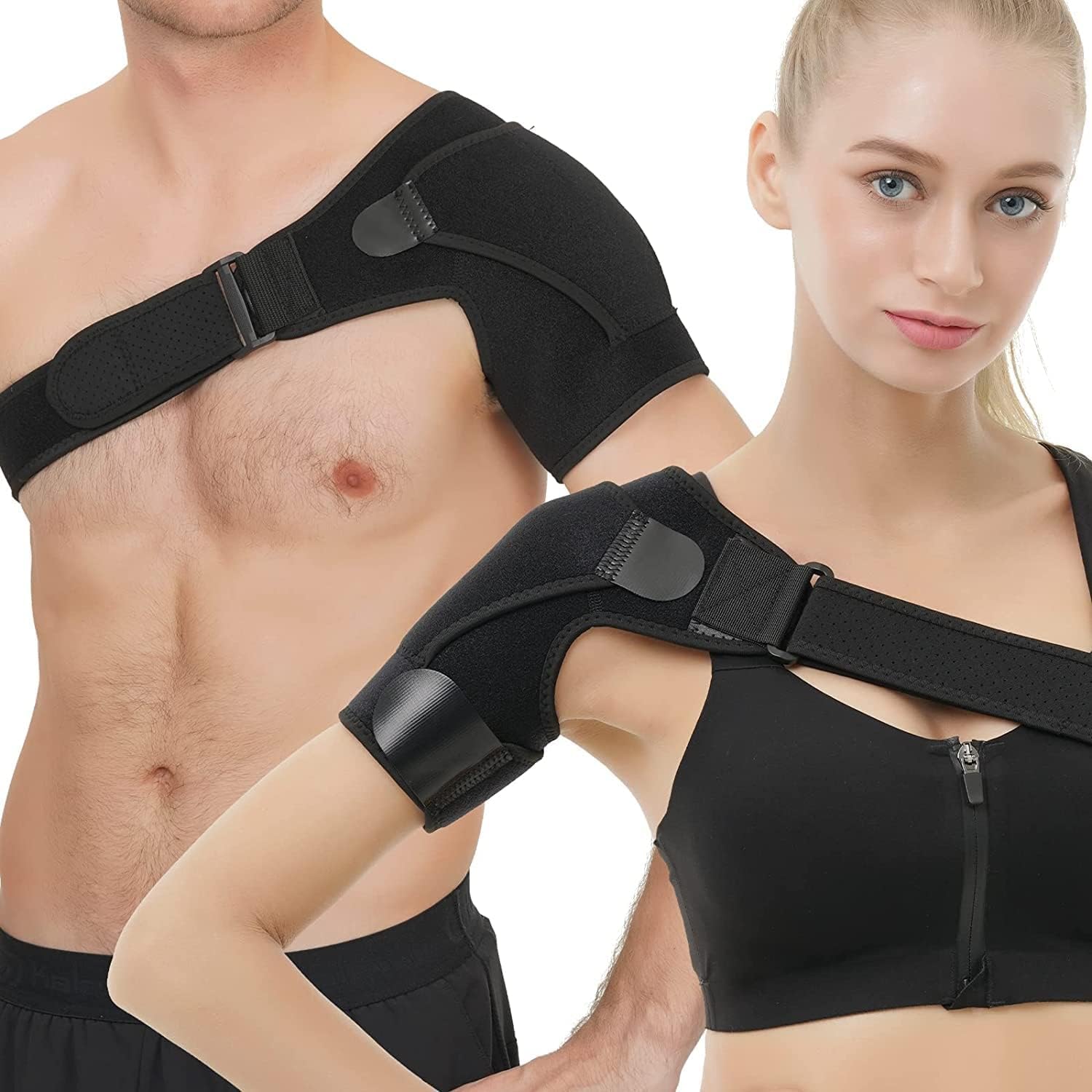 Shoulder Brace for Men and Women for Torn Rotator Cuff,Arm Sling Shoulder Immobilizer,Shoulder Compression Sleeve and Support For Pain Relief,Adjustable, Suitable for Both Left and Right Arms (1, Black)