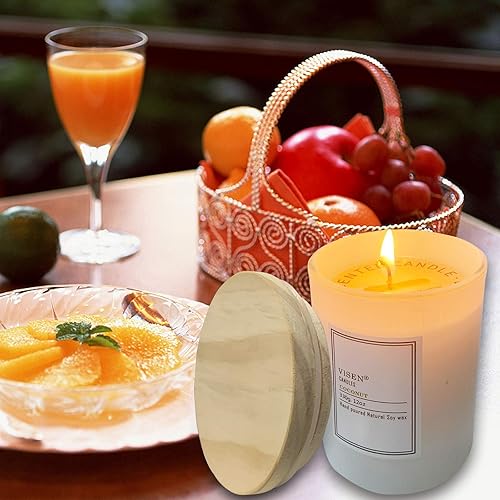 Miniatura 6 de Velas perfumadas de soja, velas orgánicas naturales para el hogar perfumadas con vidrio esmerilado grueso y tapa de madera de bambú, 12 onzas50