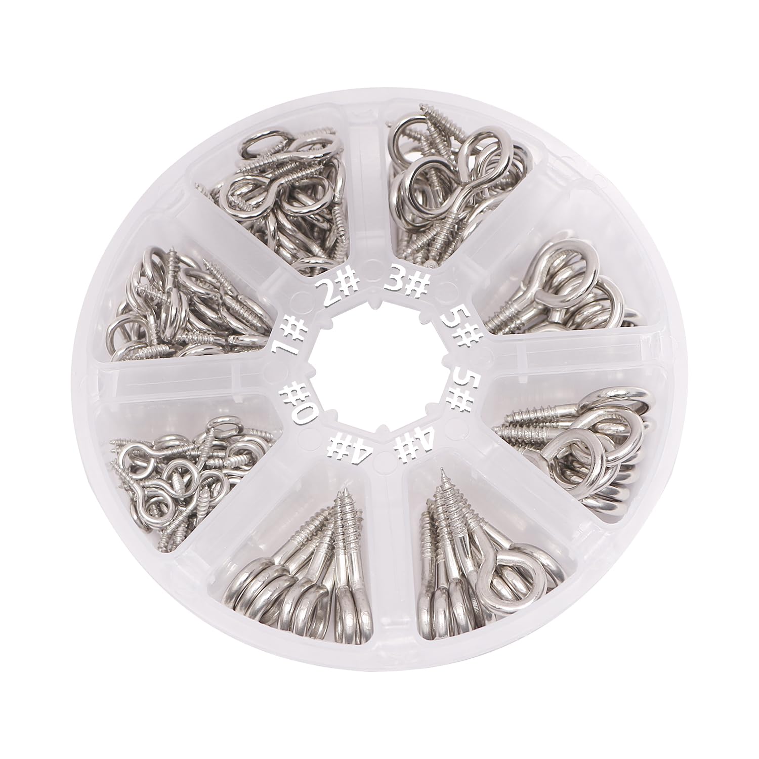 175Pcs Boxed, Alloy Steel Metal Eye Hook Screw Self Tapping Screw, Boxed in 6 Models, Black