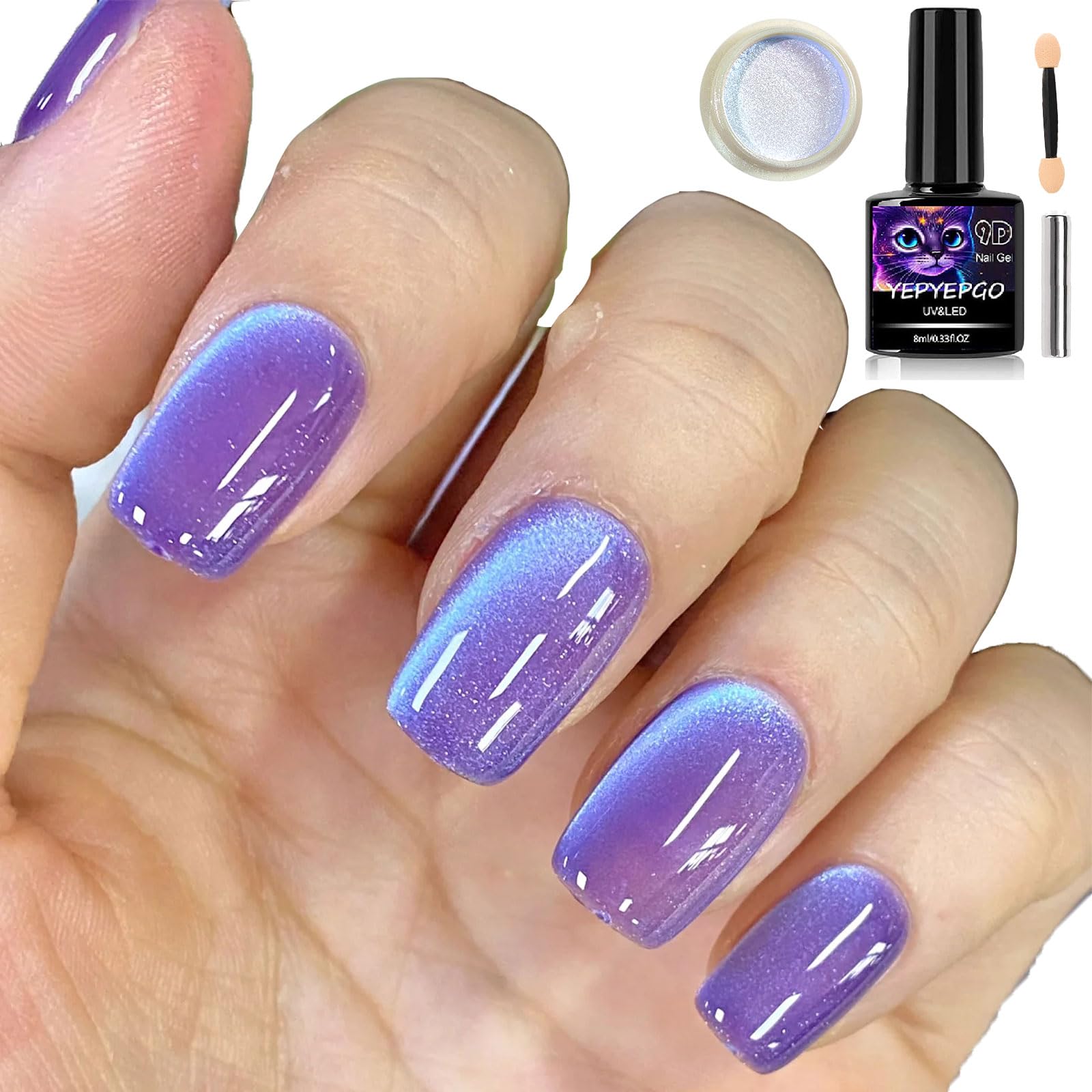Amazon.com : YEPYEPGO Neptune Purple Glass Cat Eye Gel Nail Polish