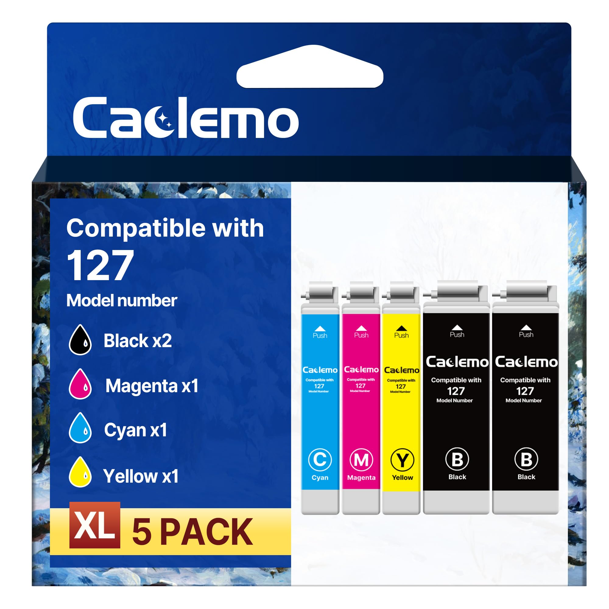 127 T127 Ink Cartridges Extra High Capacity, Remanufactured for Epson 127 Ink Cartridges Multipack Work with Workforce 545 645 WF-3540 WF-3520 WF-7010