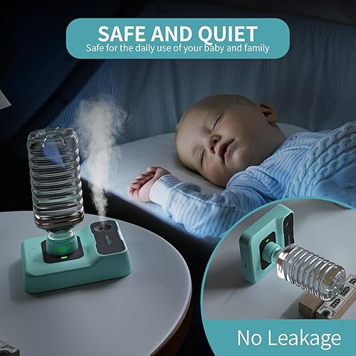 Miniatura 5 de Humidificadores portátiles para viajes, pequeño mini humidificador con cargador de teléfono, apagado automático, luz nocturna y bolsa de