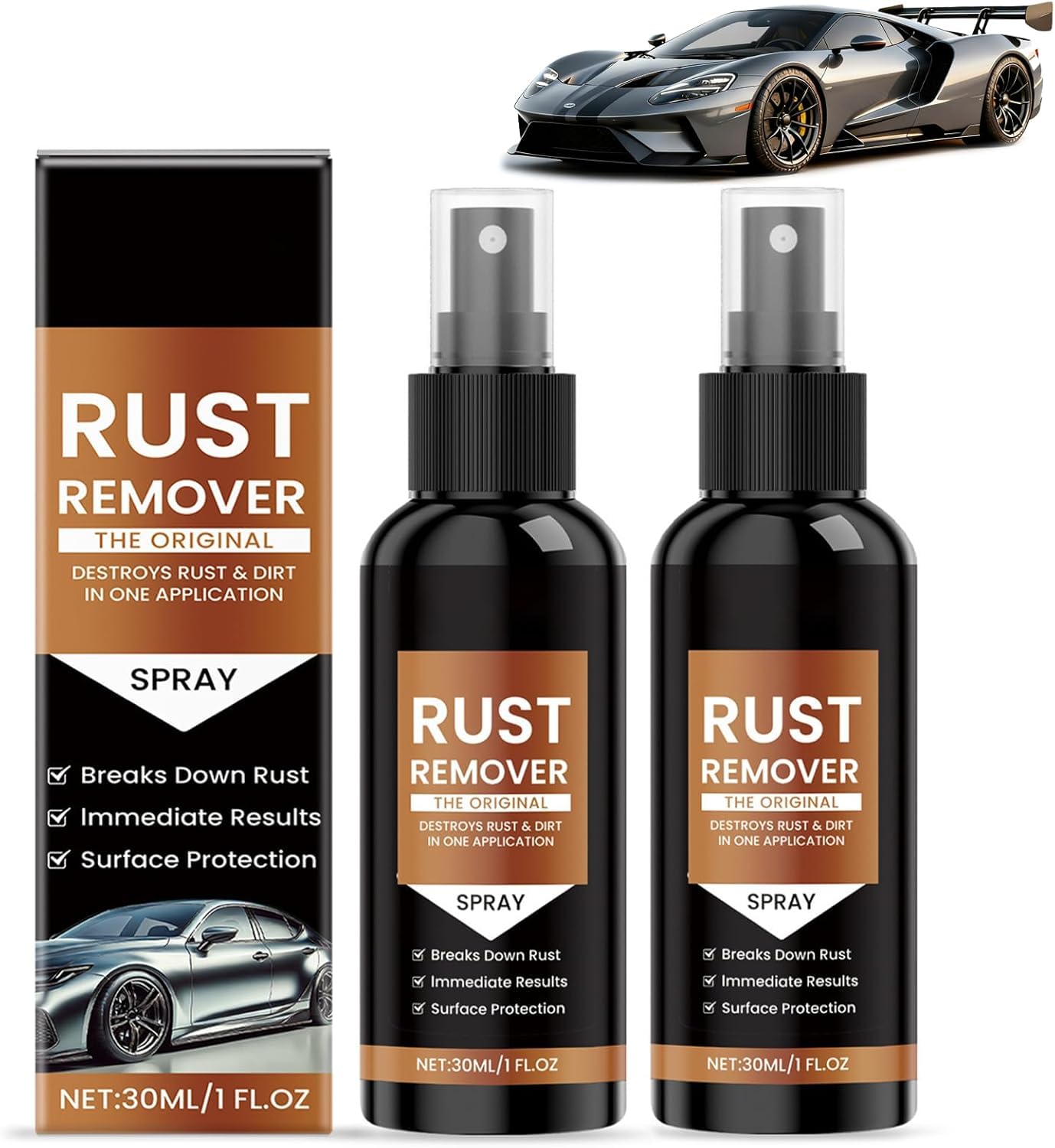 Rust Remover Spray for Metal, 2026 Upgrade Rust Remover for Metal, Multipurpose Rust Stain Remover, Fast Acting Heavy Duty Rust Dissolver for Cars, Tools, Bolts & More(2pc)