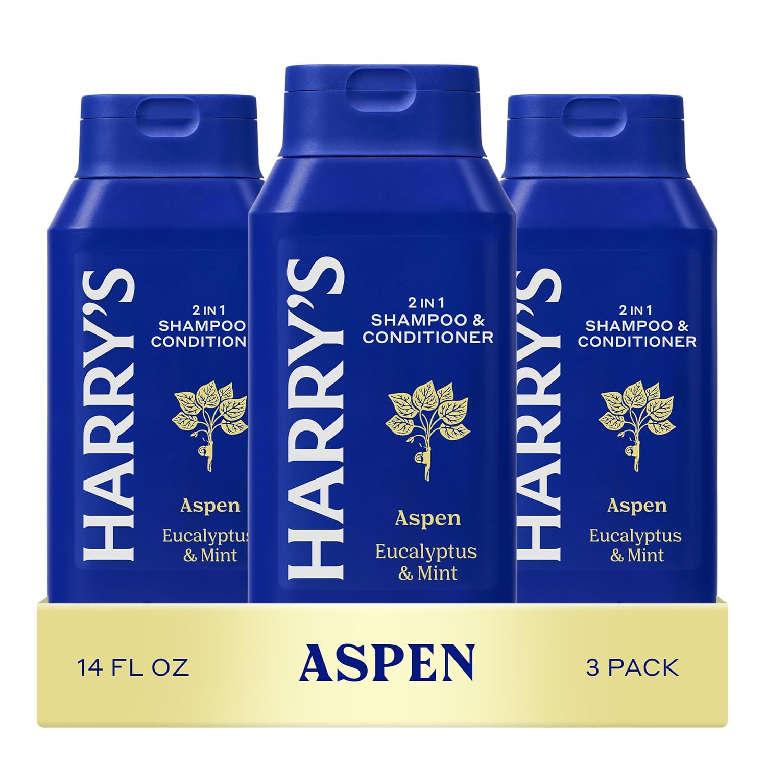 Harry's Men's 2 in 1 Shampoo and Conditioner for All Hair Types - Original Aspen Scent - (3 Pack) 14 fl oz - No Parabens or Sulfates