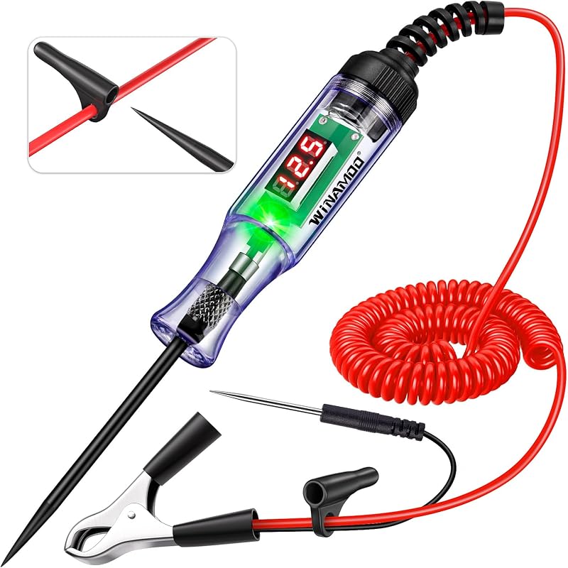 Upgrade Automotive Test Light with 3-80V LED Digital Voltage Display, Auto Circuit Tester with Voltmeter & Extra Probe, Electric Test Pen w/Dual Color Polarity Indicate for Car Fuse DIY Testing