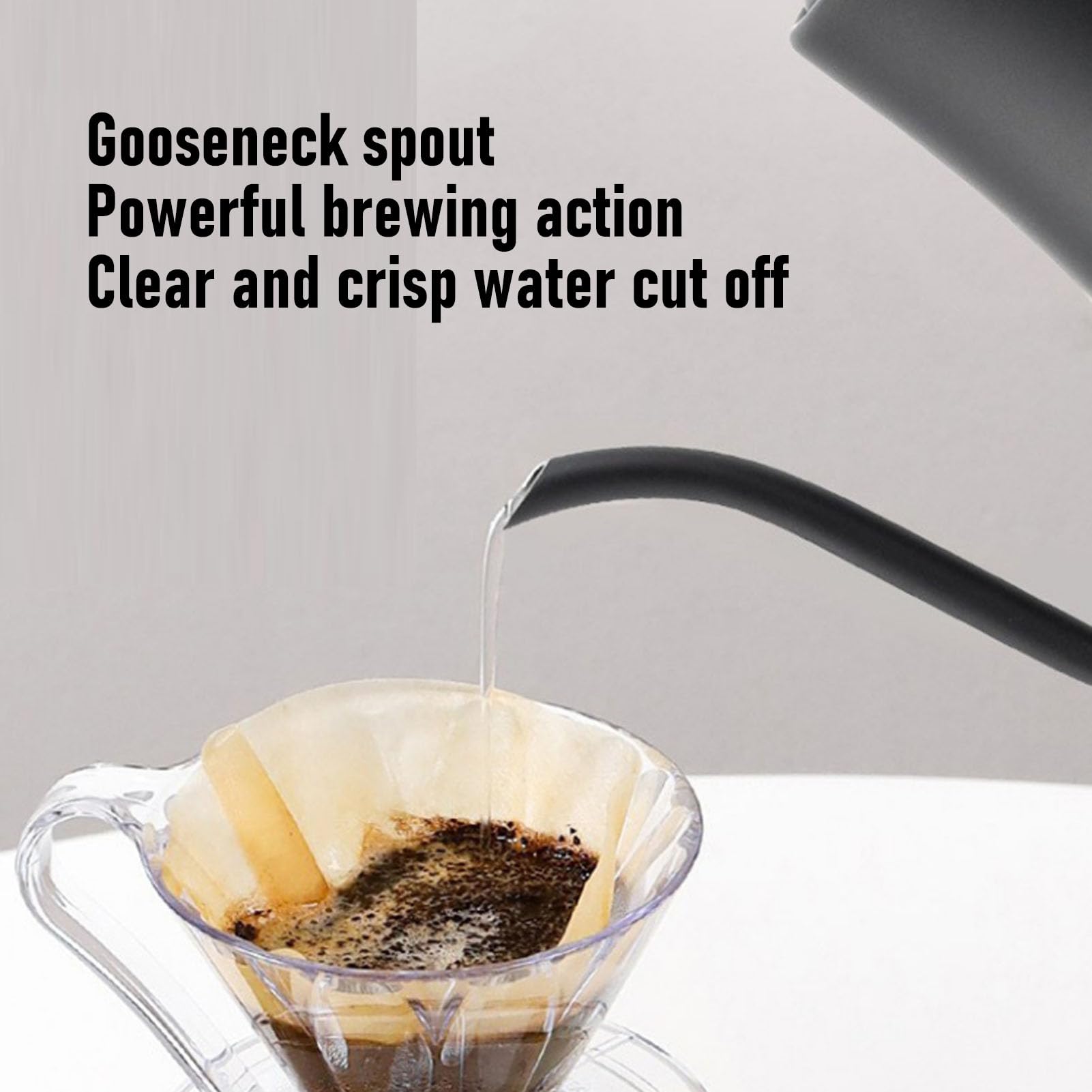 Haofy Bollitore Elettrico, capacità 1 Litro Collo di Cigno Bollitura Rapida Mano Design di Versamento Preciso Acciaio Inossidabile Strumento di Preparazione Versatile per caffè Tè (Spina europea 220