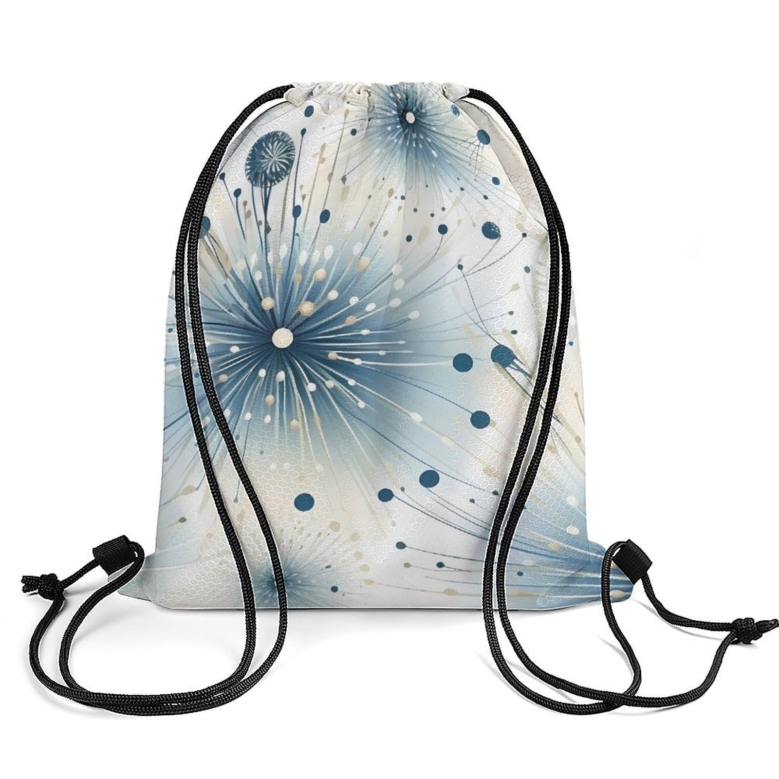 Blue Dandelion Drawstring Backpack Durable Sport Gym Bags Daypack for Men Women 35 * 42cm