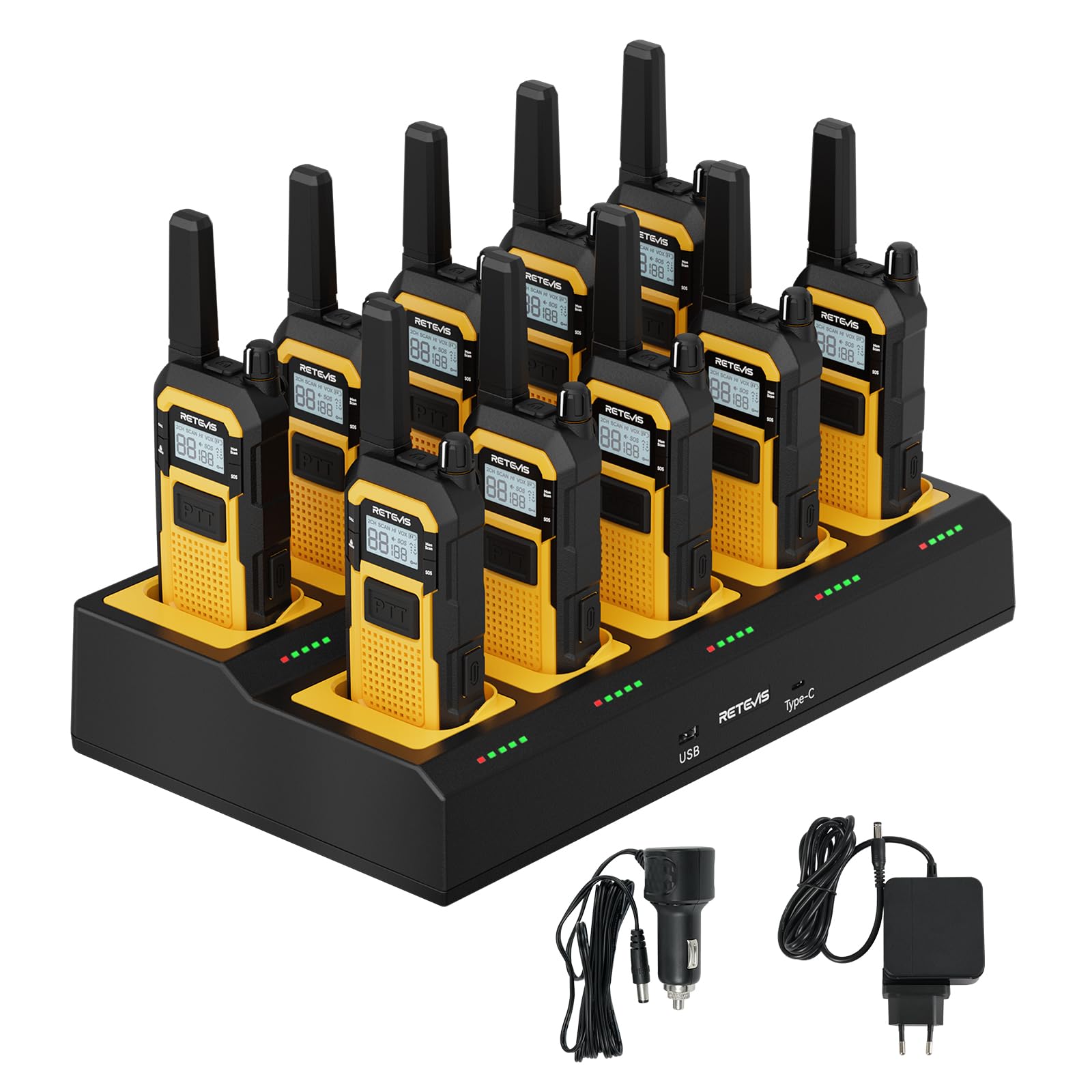 Retevis RB648 Talkie Walkie avec Chargeur 10 Voies, Radio Bidirectionnelle