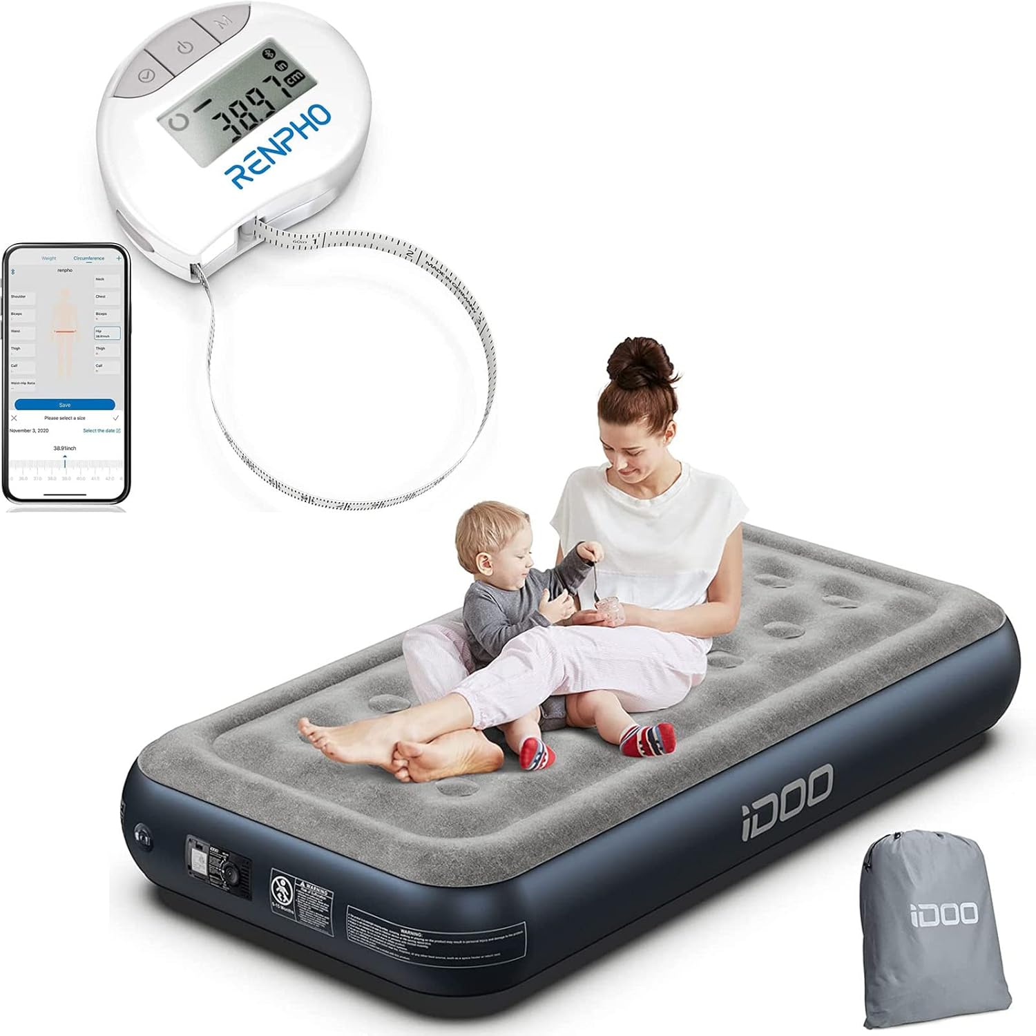 RENPHO Smart Tape Measure Body with App & Twin Size Blow Up