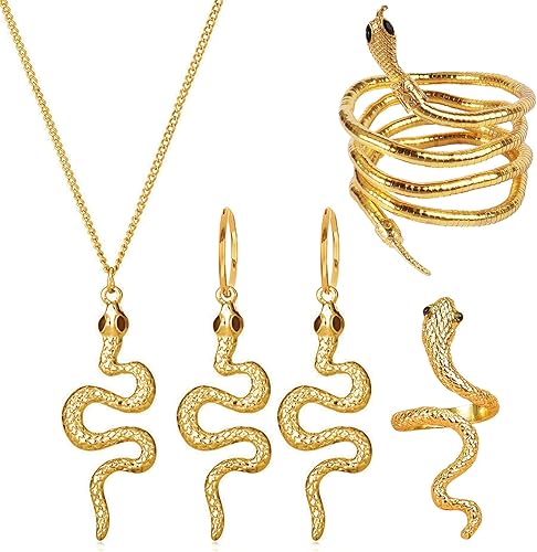 HUASAI Snake Jewelry Glexible Bendable Snake Bracelet Choker Necklace Earrings S